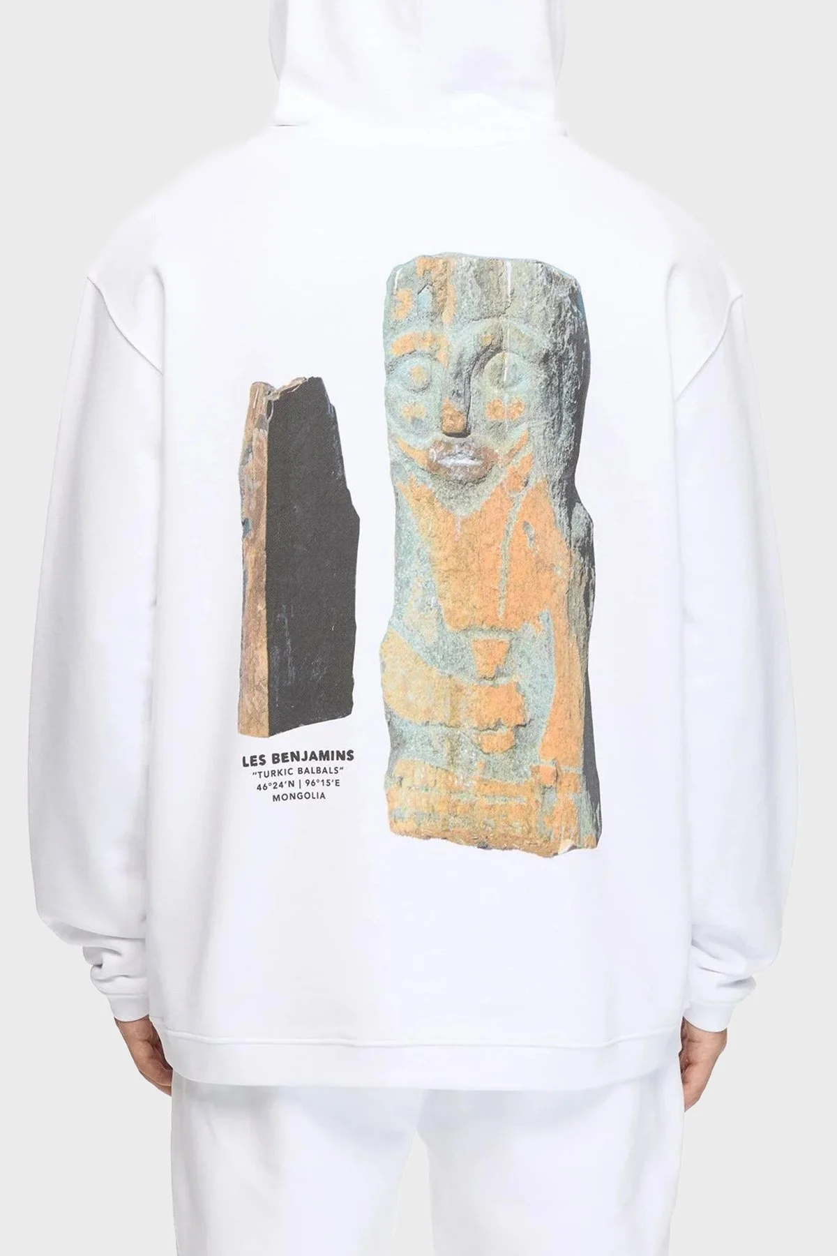 Les Benjamins Sırt Baskılı Pamuklu Relaxed Fit Kapüşonlu Erkek Sweat LB25FWTURMUHD-004 BEYAZ - 3