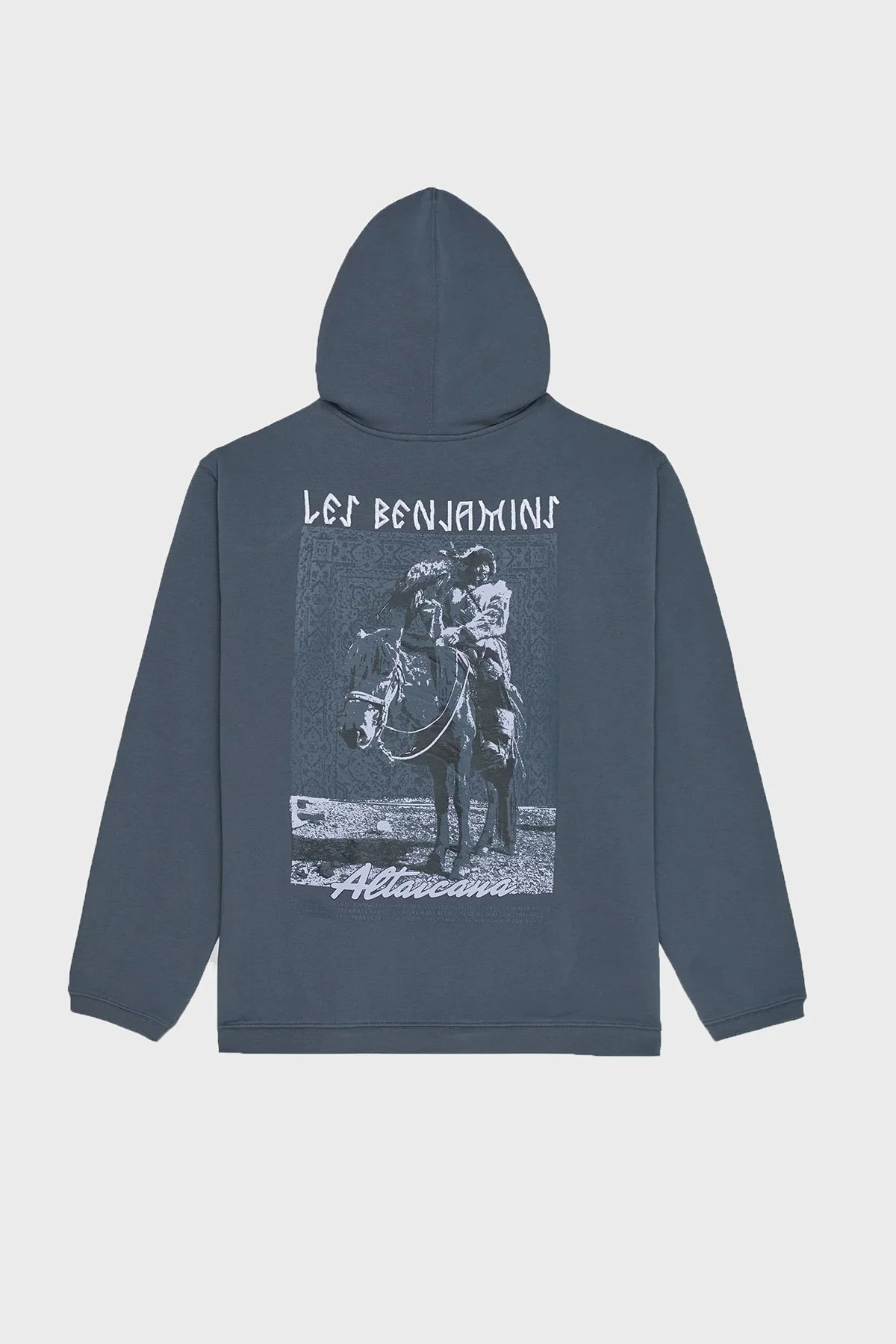 Les Benjamins Sırt Baskılı Pamuklu Relaxed Fit Kapüşonlu Erkek Sweat LB25FWTURMUHD-008 MAVİ - 5