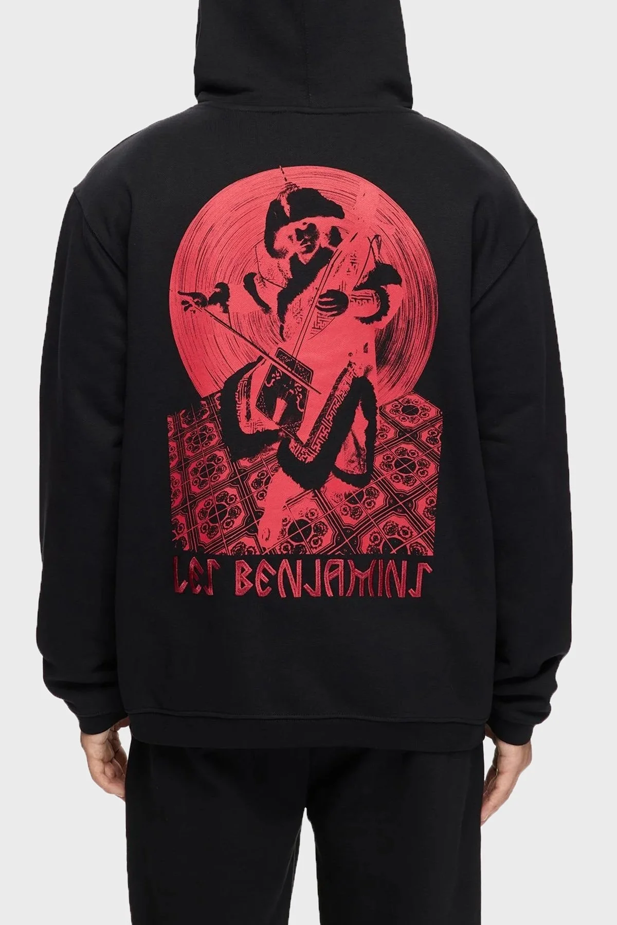 Les Benjamins Sırt Baskılı Pamuklu Relaxed Fit Kapüşonlu Erkek Sweat LB25FWTURMUHD-018 SİYAH - 3