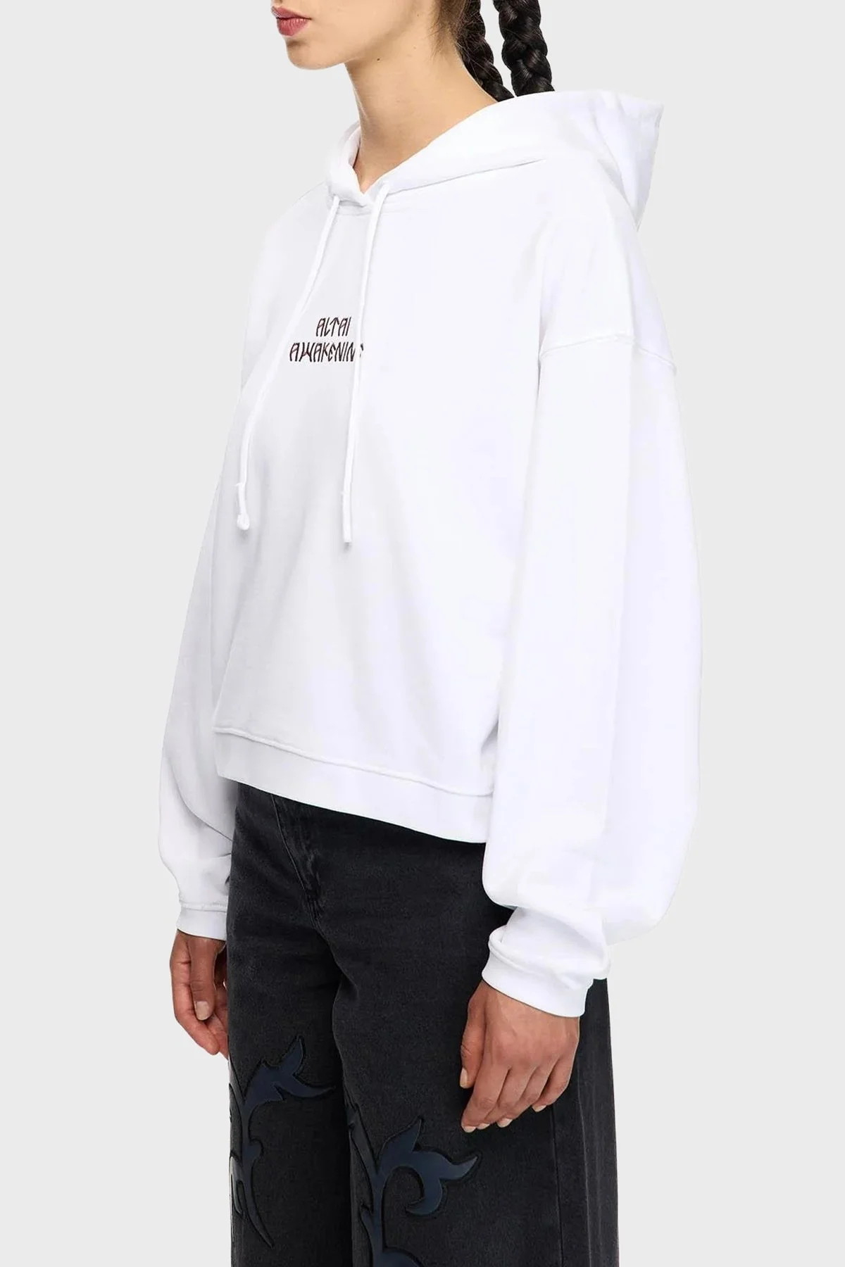 Les Benjamins Sırt Baskılı Pamuklu Relaxed Fit Kapüşonlu Yaka Bayan Sweat LB25FWTURFUHD-004 BEYAZ - 1