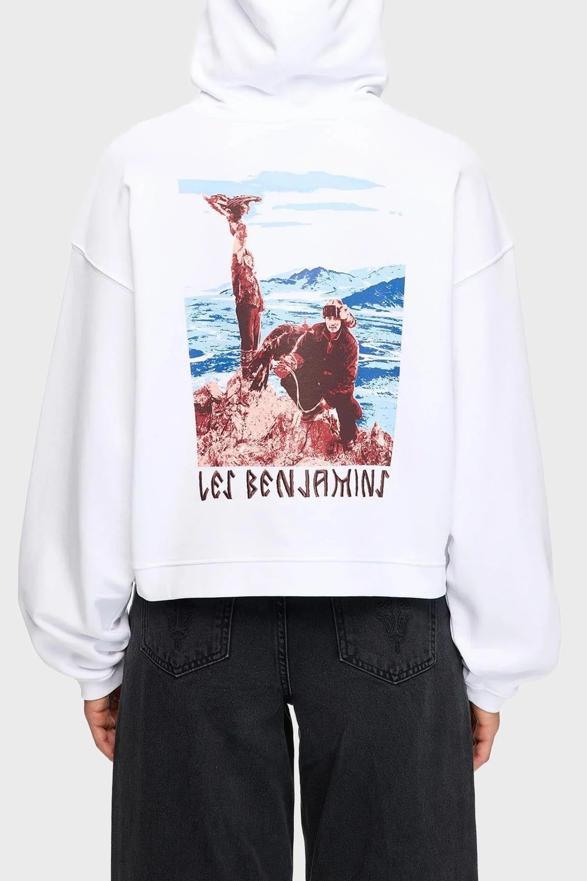 Les Benjamins Sırt Baskılı Pamuklu Relaxed Fit Kapüşonlu Yaka Bayan Sweat LB25FWTURFUHD-004 BEYAZ - 3