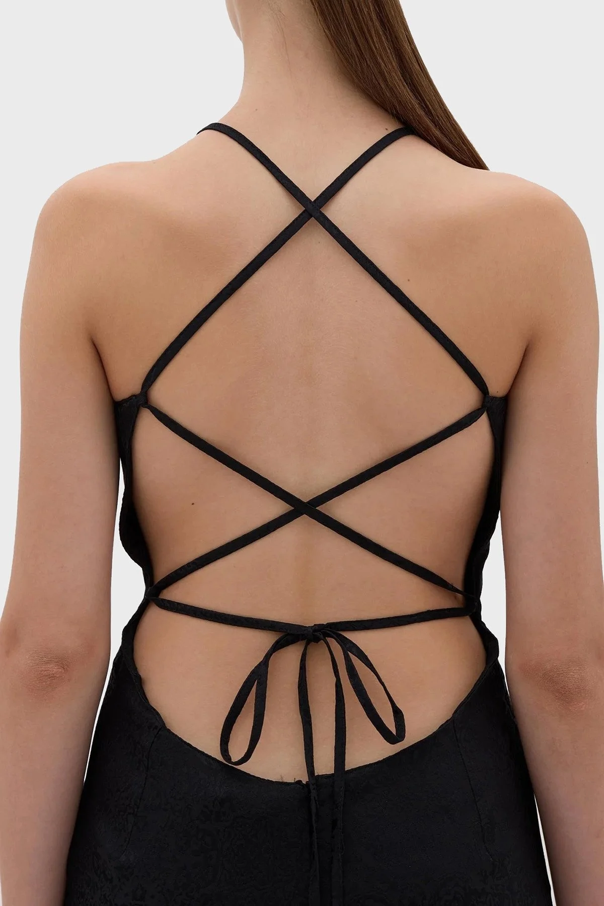 Les Benjamins Sırt Dekolteli Jakarlı Maxi Bayan Elbise LB23FWFRWFUDR-010 SİYAH - 11