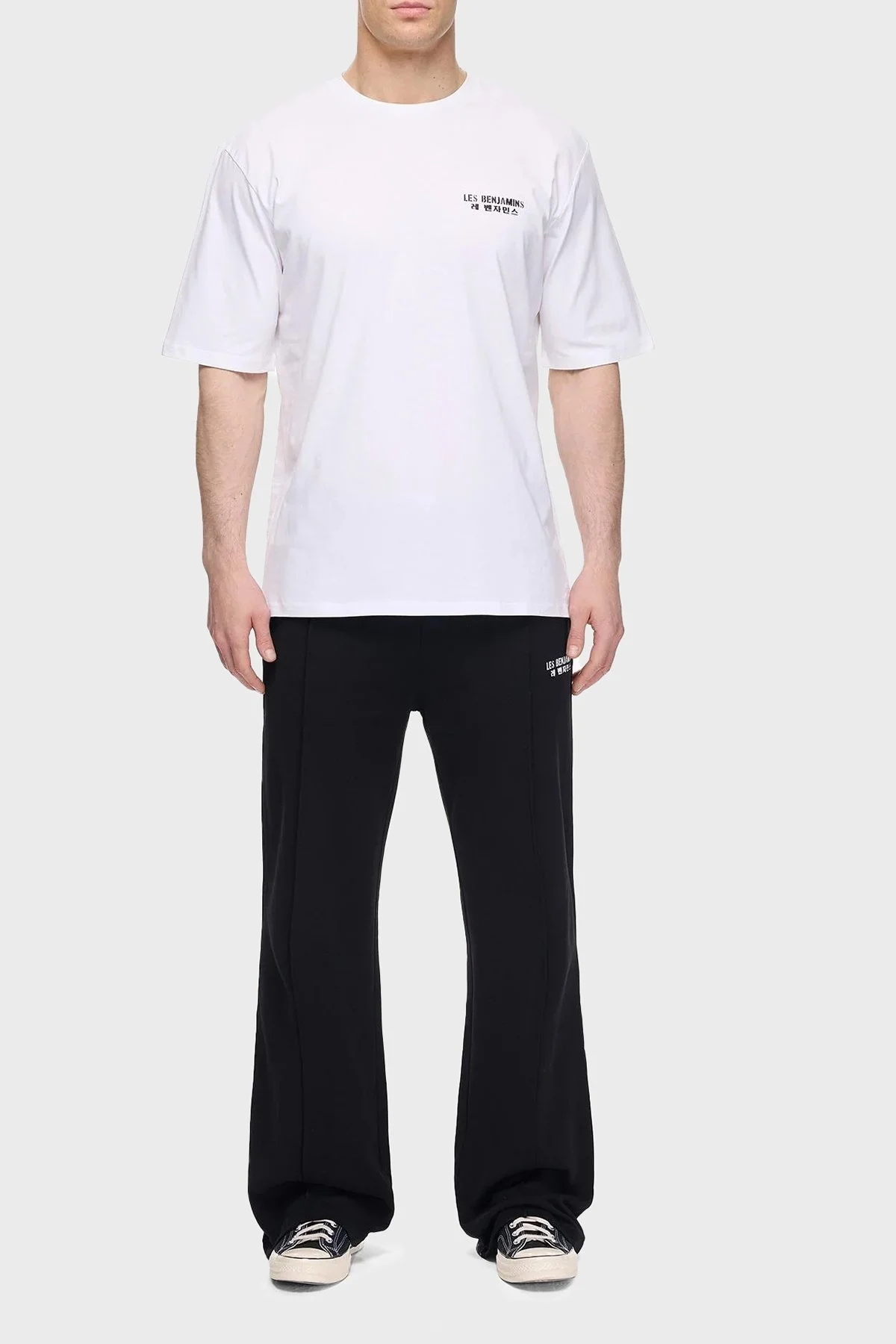 Les Benjamins Sırt Detaylı % 100 Pamuk Oversize Bisiklet Yaka Erkek T Shirt LB25SSUNLMUOT-006 BEYAZ - 2