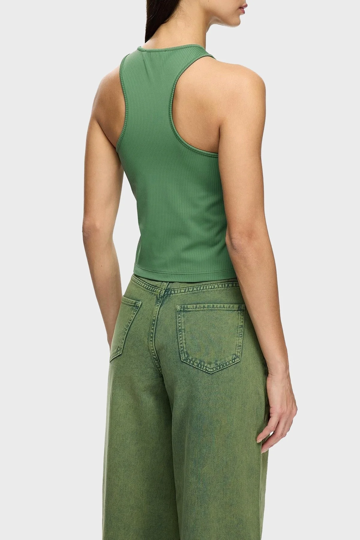 Les Benjamins Slim Fit Halter Yaka Logolu Bayan Top LB25SSUNLFUTN-002 YEŞİL - 3