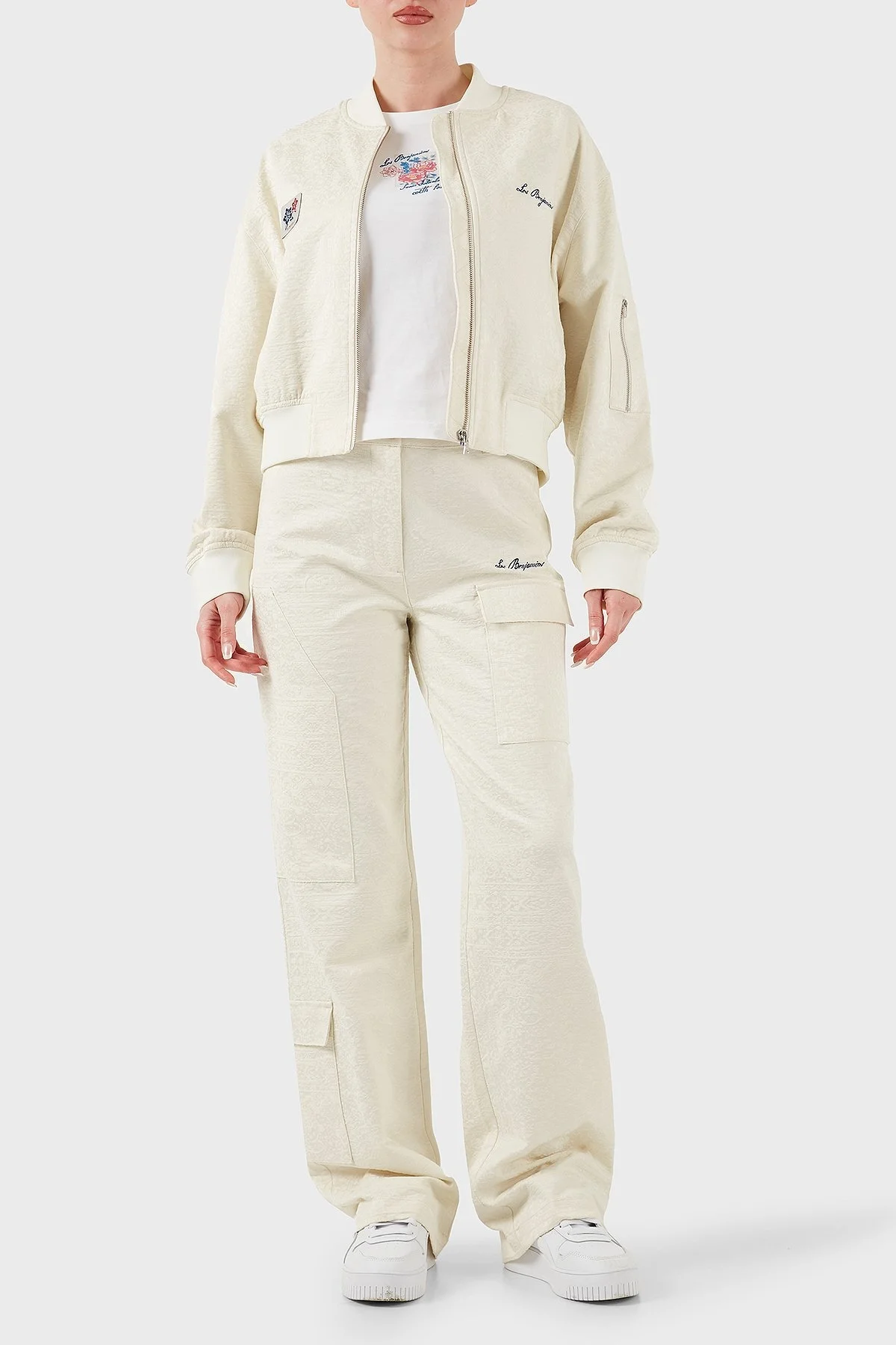 Les Benjamins Straight Fit Düz Paça Desenli Cep Detaylı Bayan Pantolon LB25SSUNLFUUP-002 EKRU - 7