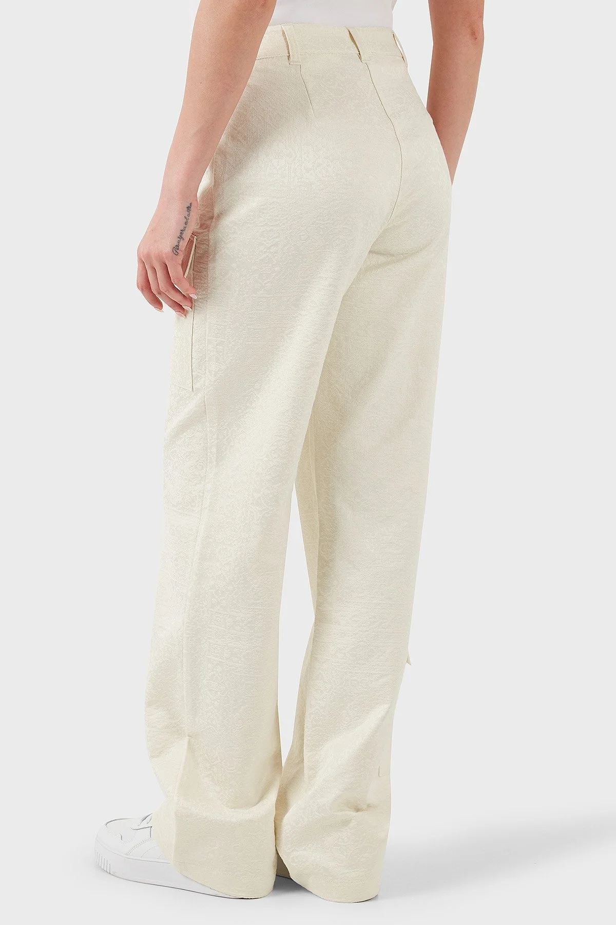 Les Benjamins Straight Fit Düz Paça Desenli Cep Detaylı Bayan Pantolon LB25SSUNLFUUP-002 EKRU - 8