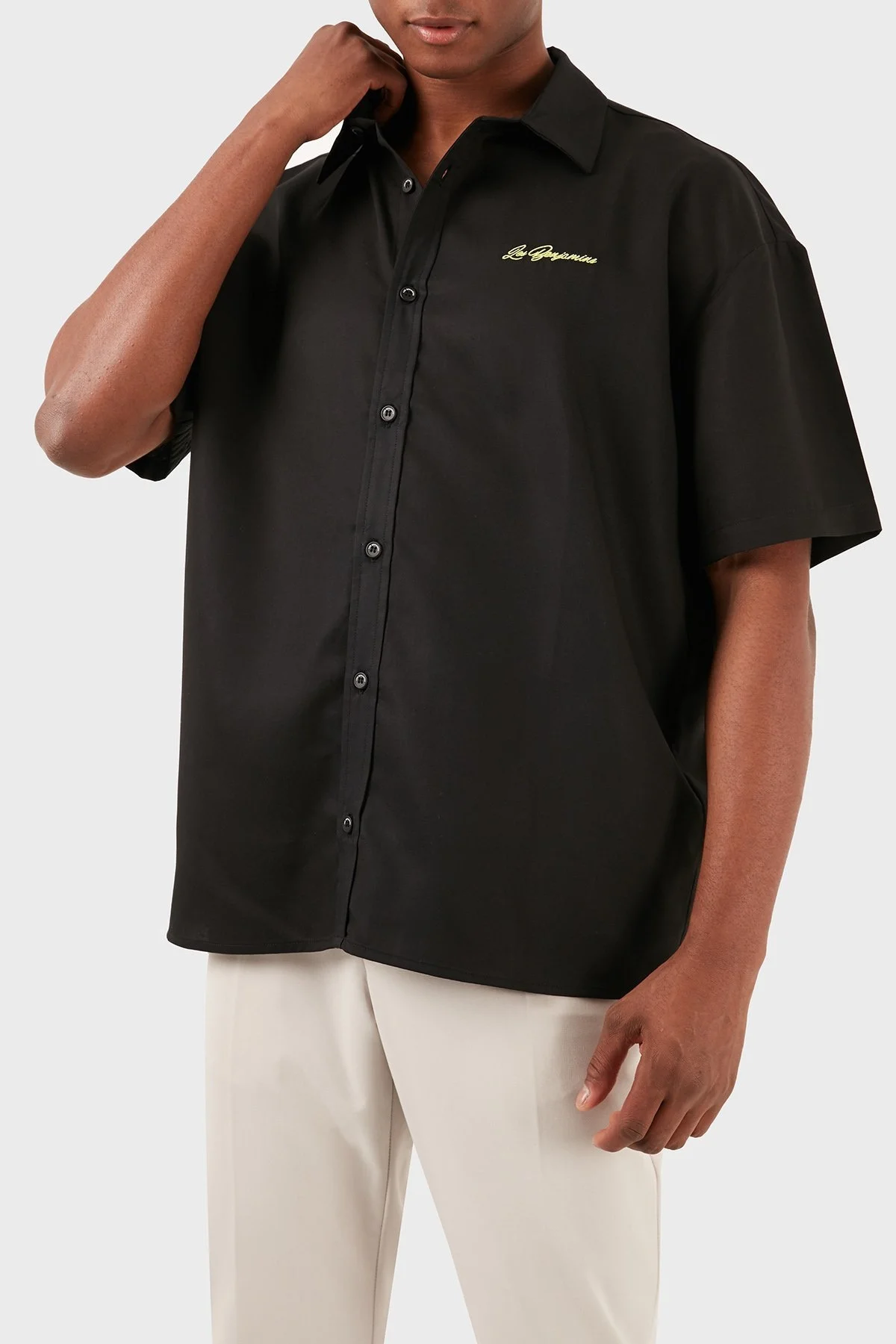 Les Benjamins Tensel Relaxed Fit Kısa Kollu Erkek Gömlek LB24SSKISMUSH-007 SİYAH - 6