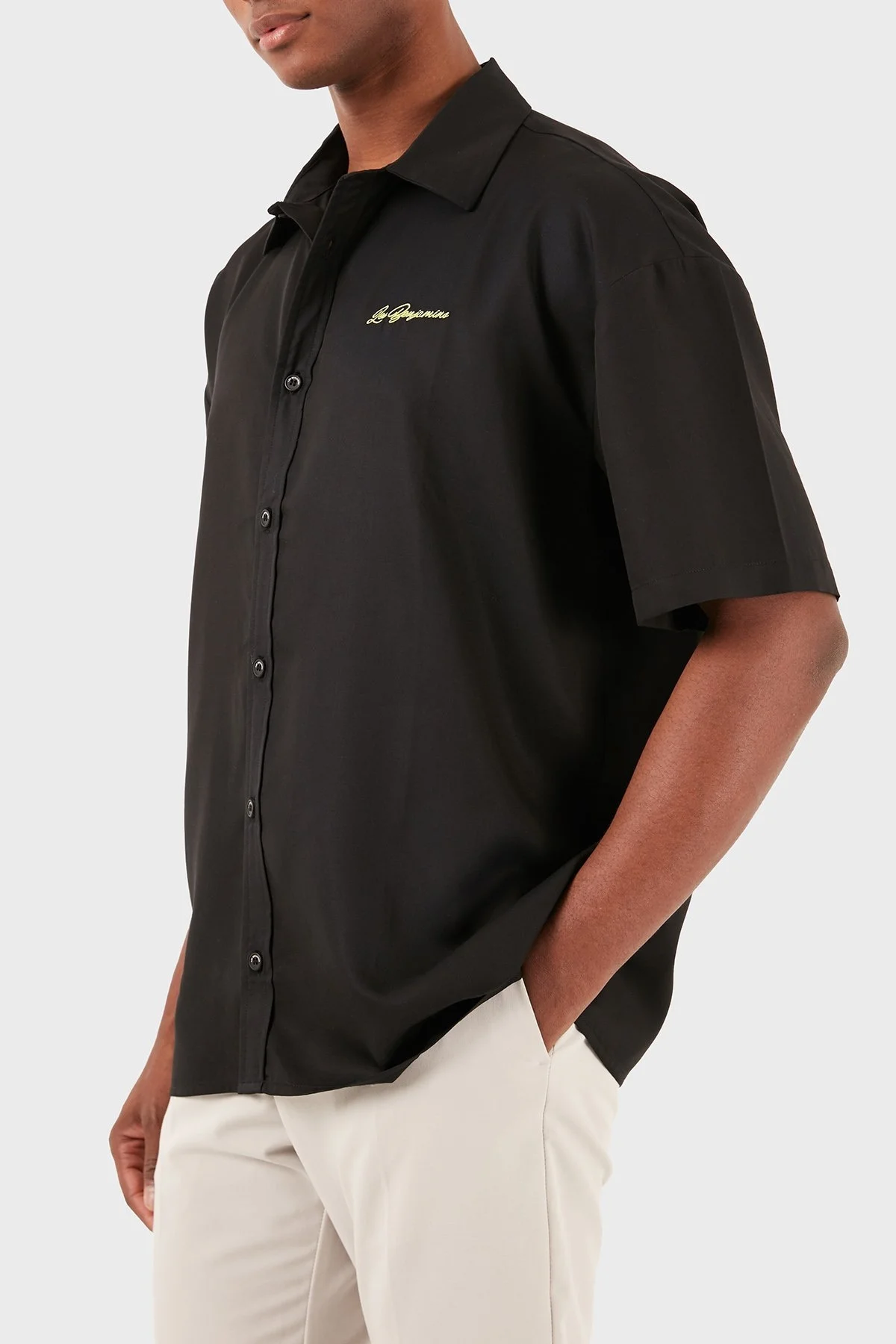 Les Benjamins Tensel Relaxed Fit Kısa Kollu Erkek Gömlek LB24SSKISMUSH-007 SİYAH - 11