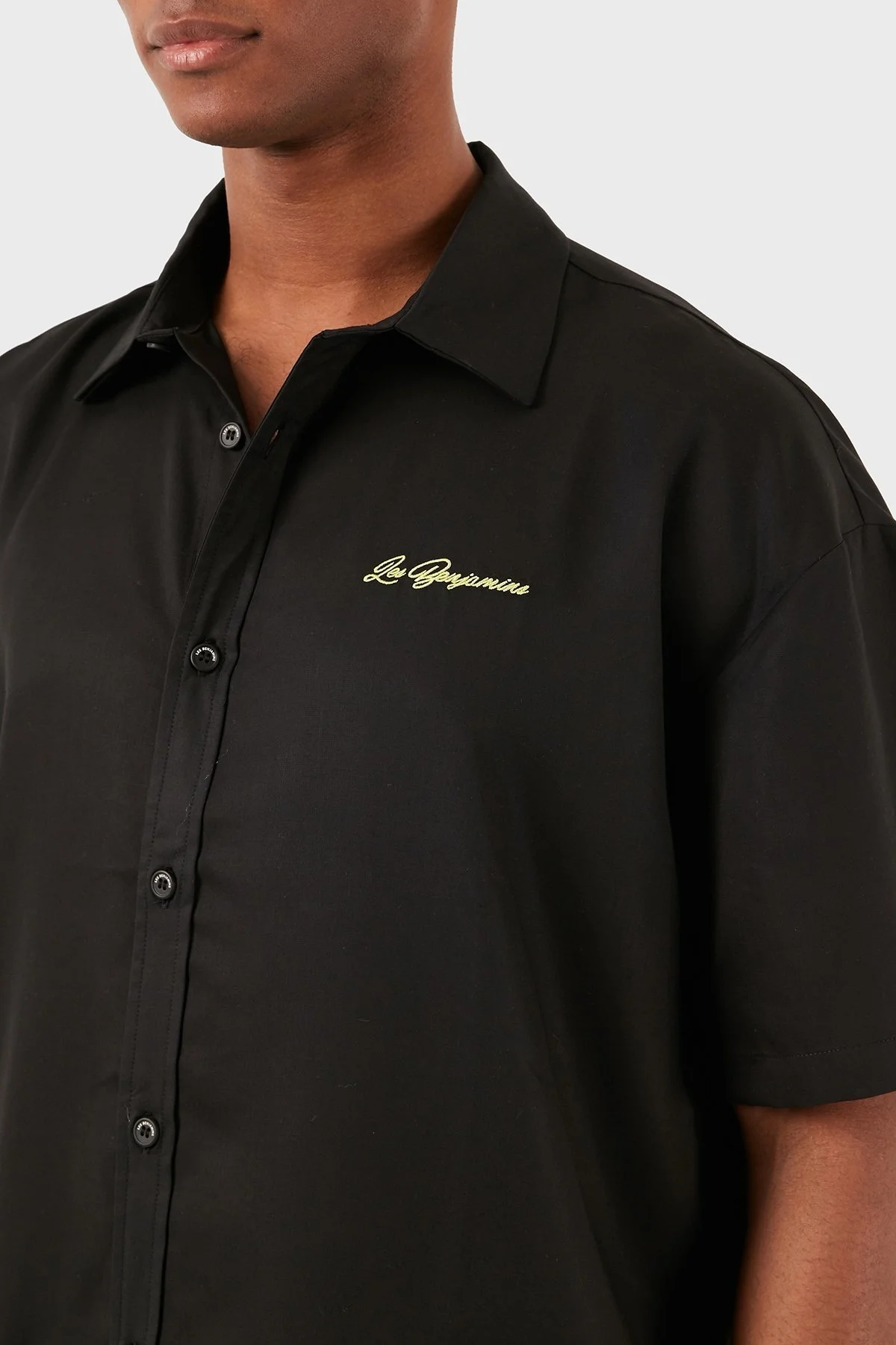 Les Benjamins Tensel Relaxed Fit Kısa Kollu Erkek Gömlek LB24SSKISMUSH-007 SİYAH - 14