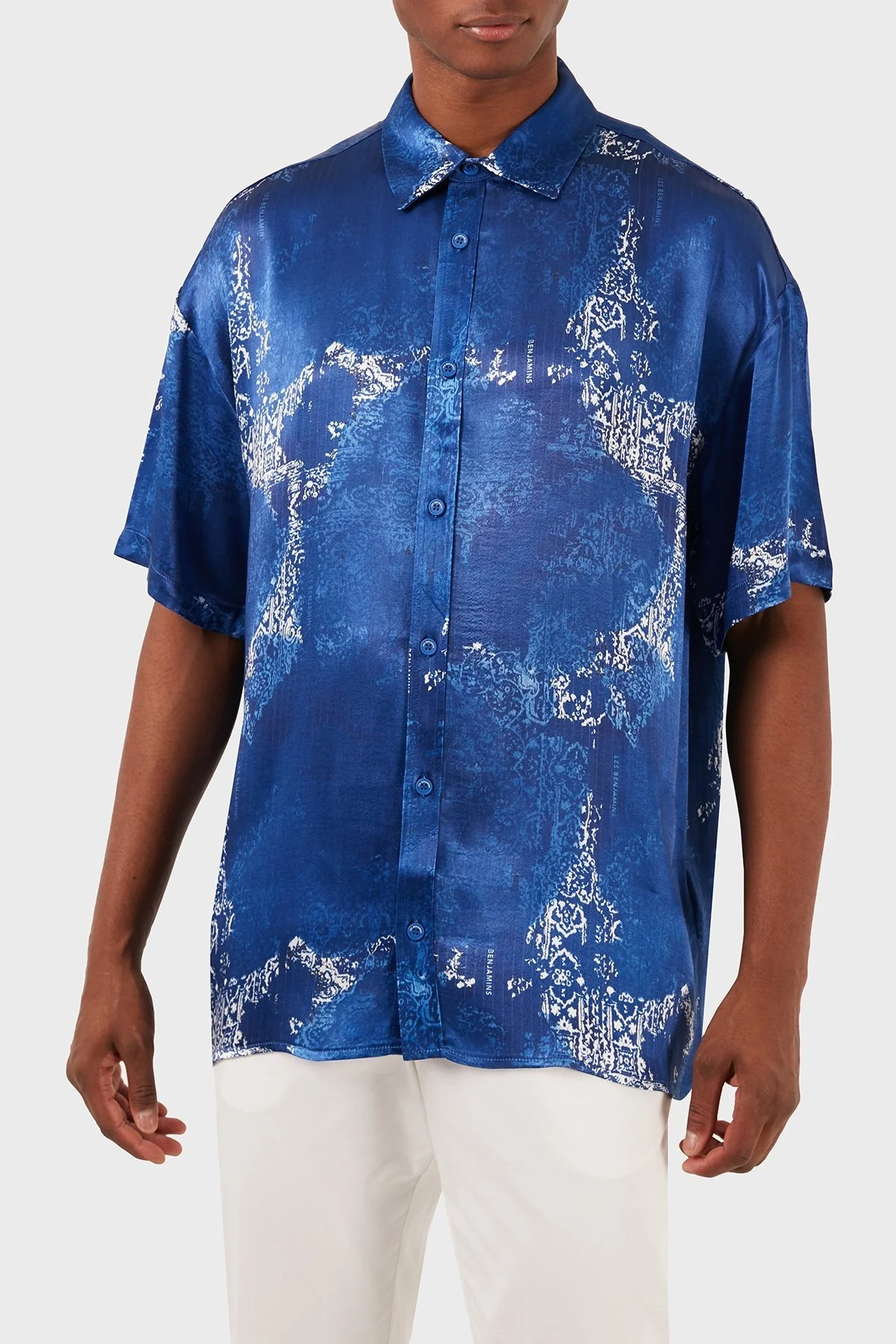 Les Benjamins Tensel Relaxed Fit Kısa Kollu Erkek Gömlek LB24SSKISMUSH-010 LACİVERT - 1