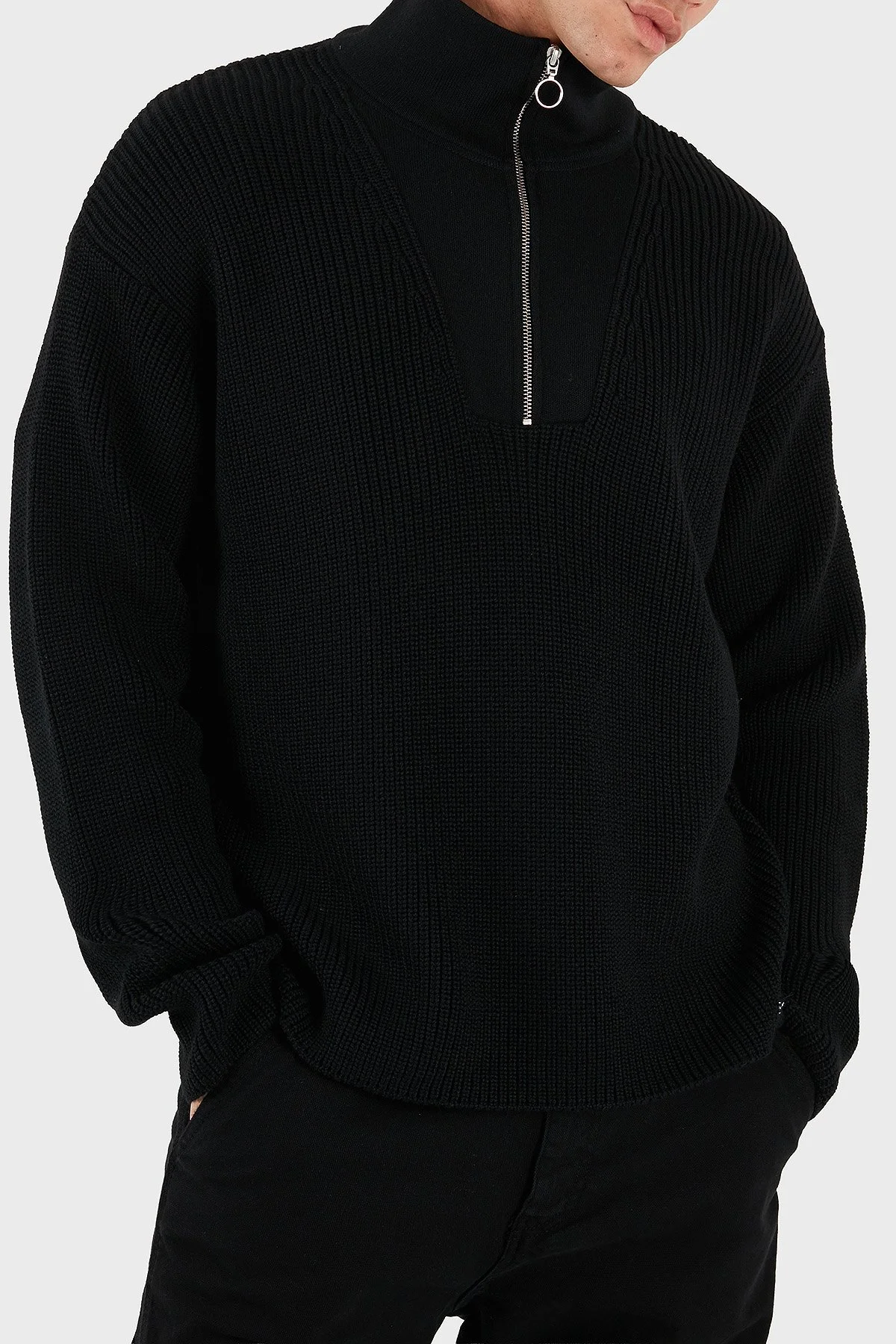 Les Benjamins Yün karışım Regular Fit Dik Yaka Erkek Sweat LB25FWCLAMUSW-403 SİYAH - 4