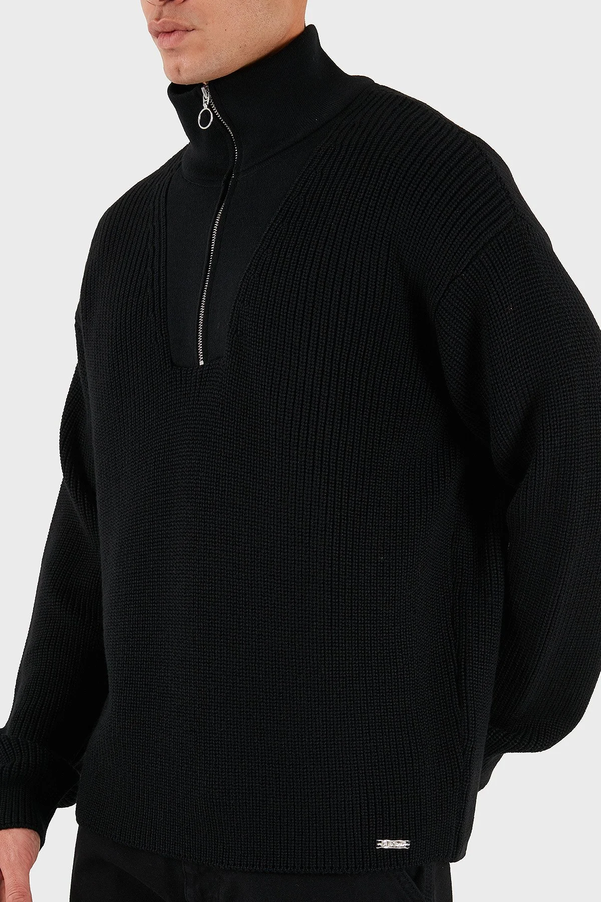 Les Benjamins Yün karışım Regular Fit Dik Yaka Erkek Sweat LB25FWCLAMUSW-403 SİYAH - 5