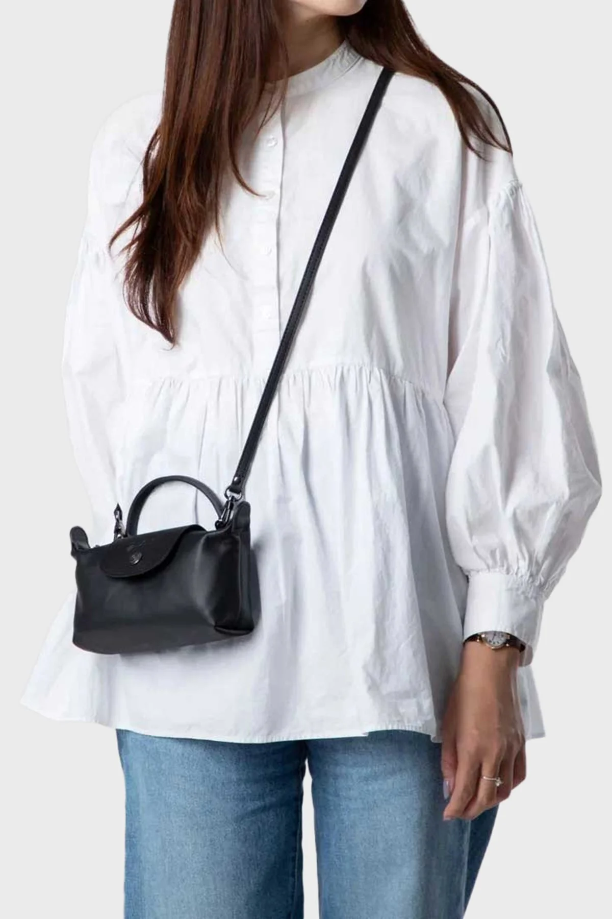 Longchamp Logolu Çıkarılabilir Askılı Mini Kadın Çanta 34205987 001 SİYAH - 2