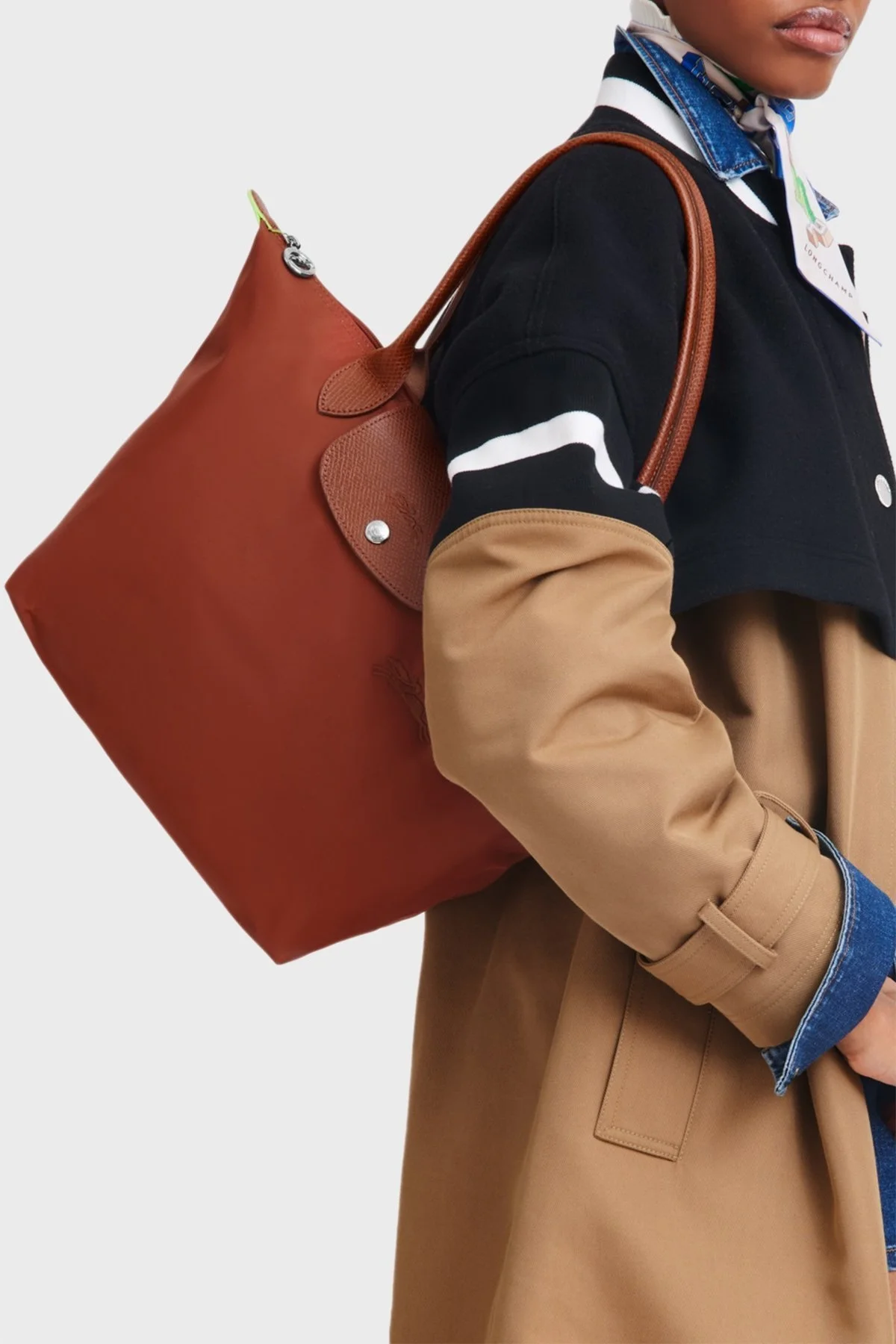 Longchamp Medium Logolu Katlanabilen Tasarım Çift Saplı Bayan Çanta L2605919 404 KİREMİT - 2