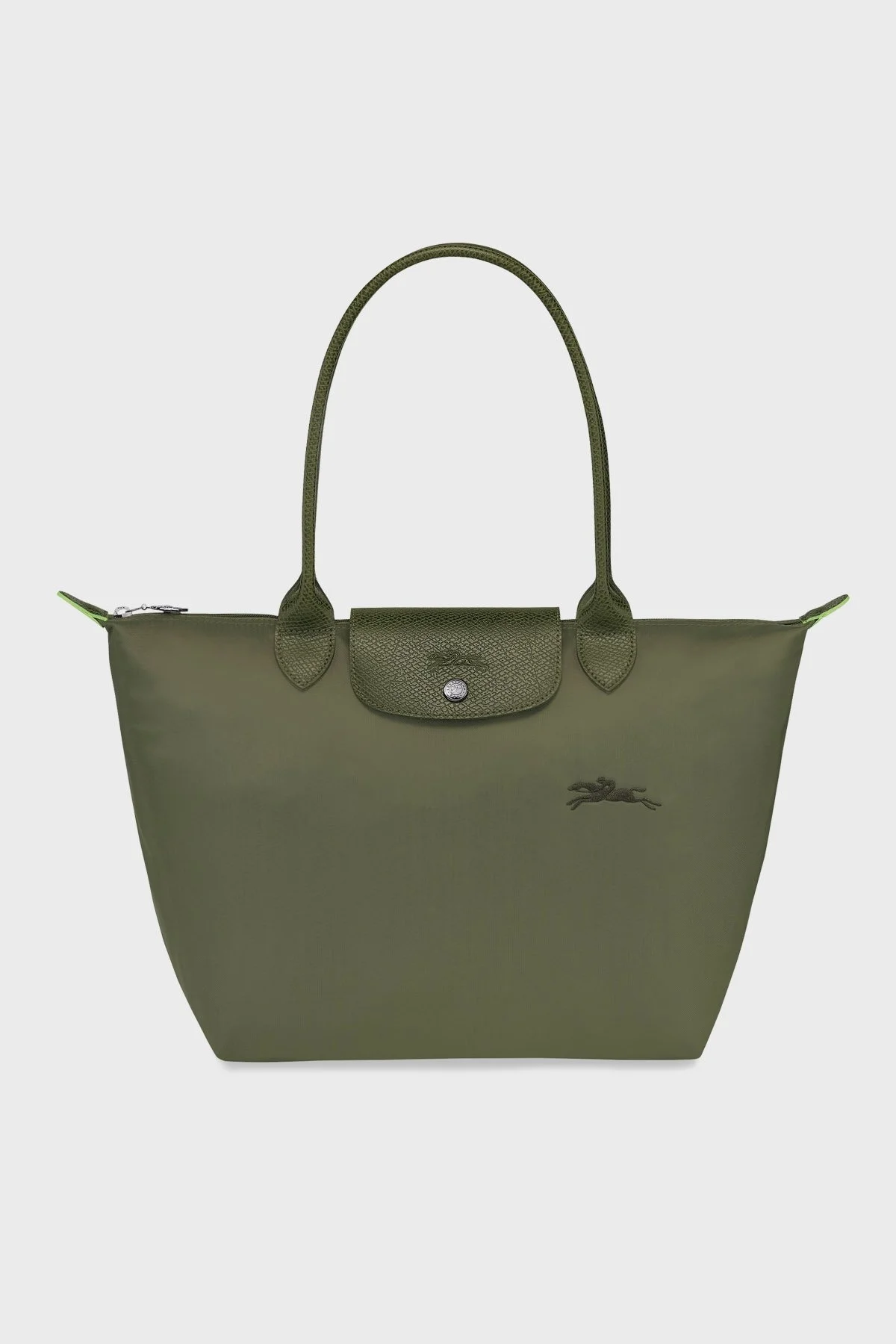 Longchamp Medium Logolu Katlanabilen Tasarım Çift Saplı Bayan Çanta L2605919 479 HAKİ - 7