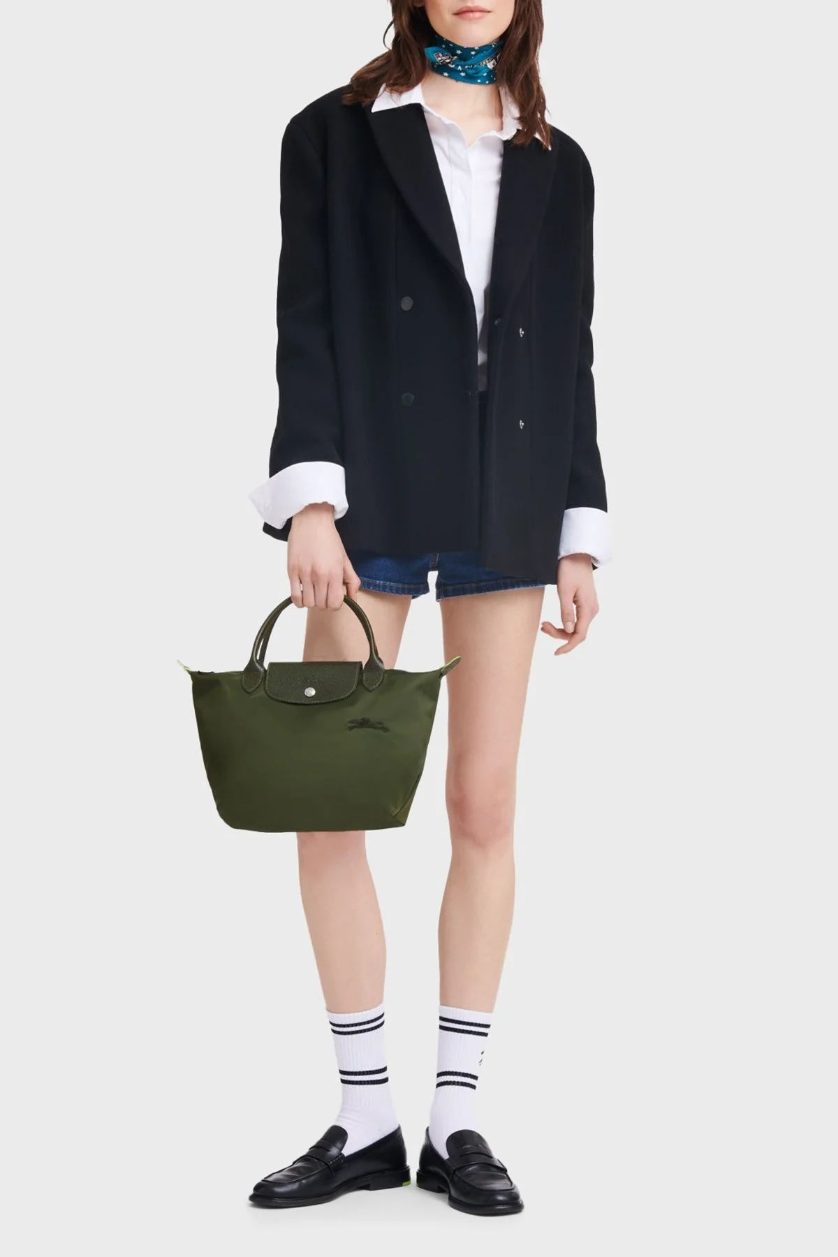 Longchamp Small Logolu Katlanabilir Tasarım Çift Saplı Bayan Çanta L1621919 479 HAKİ - 2