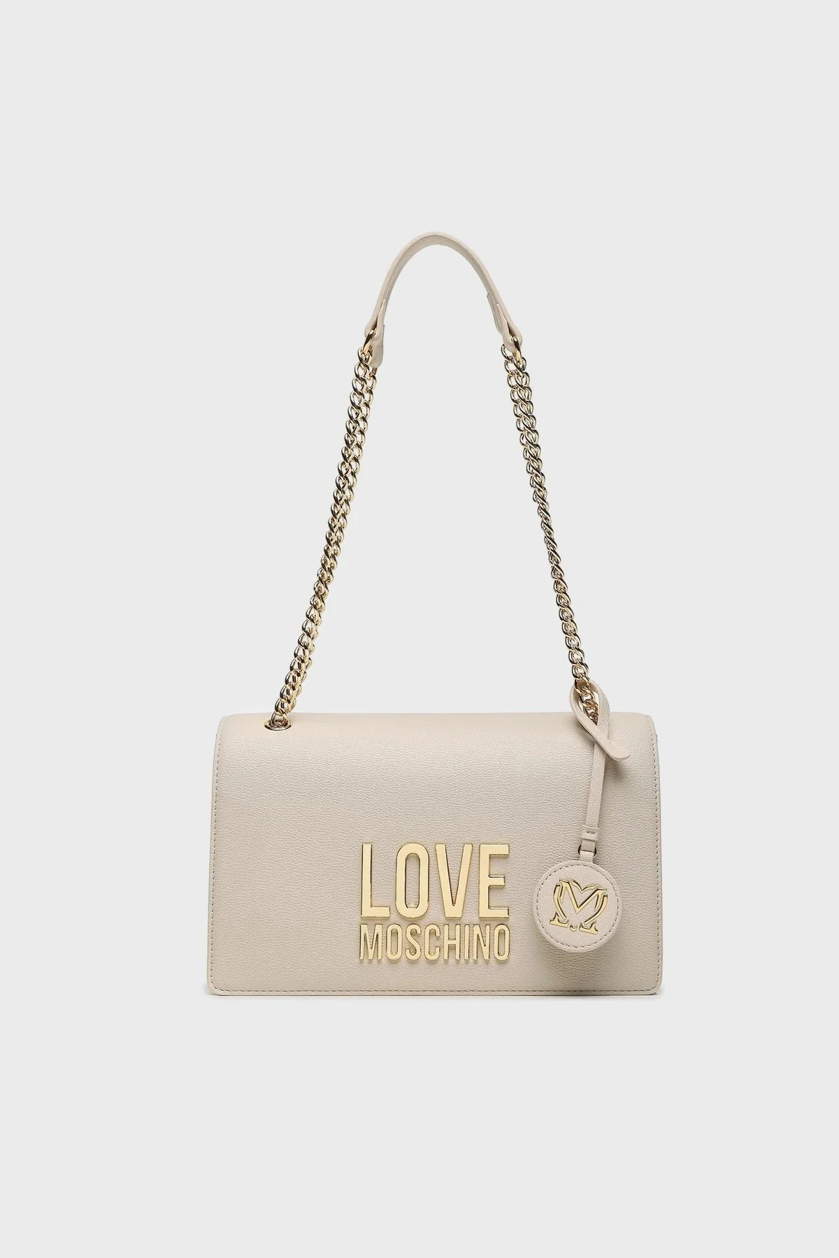 Love Moschino Altın Logolu Zincir Askılı Bayan Çanta JC4099PP1HLI0110 EKRU - 2