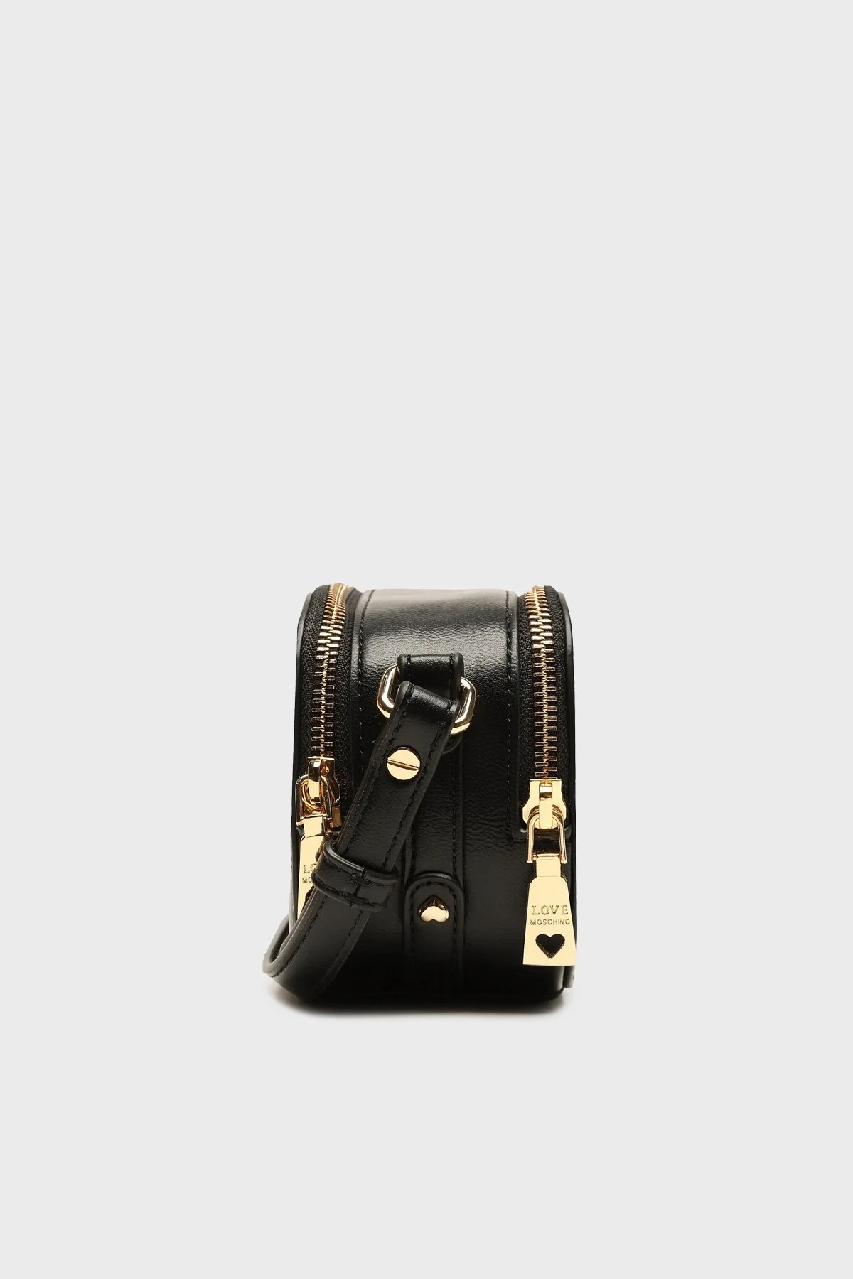 Love Moschino Altın Metal Detaylı Çift Fermuarlı Ayarlanabilir Askılı Bayan Çanta JC4028PP1HLK0000 SİYAH - 3