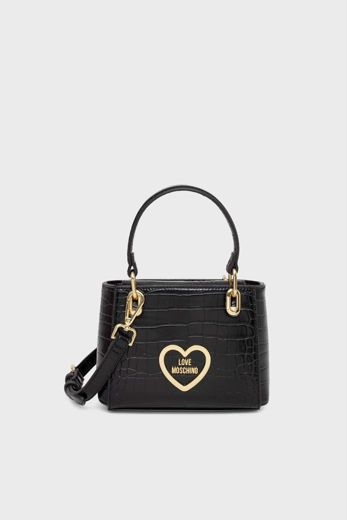 Love Moschino Çıkarılabilir Omuz Askılı Krokodil Desenli Bayan Çanta JC4180PP0HKC0000 SİYAH - 1