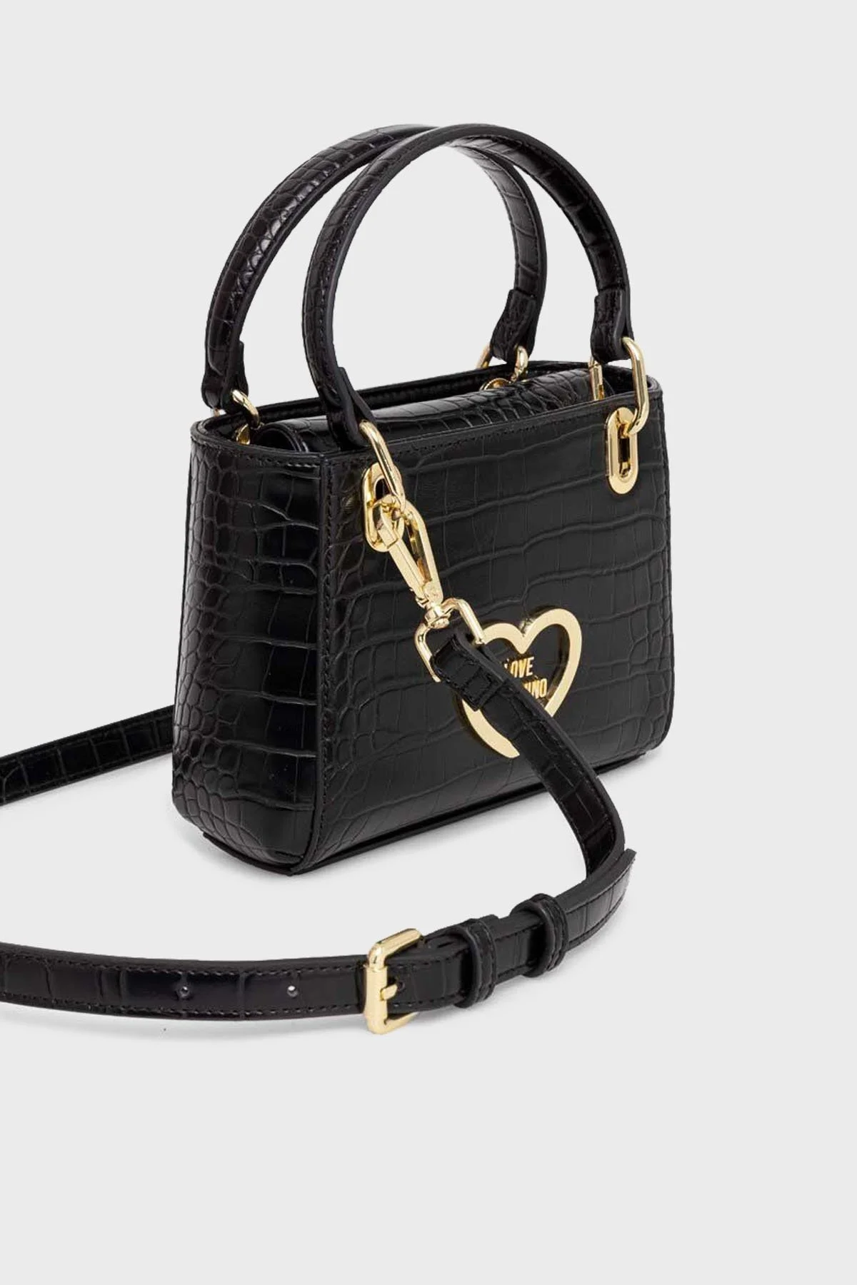 Love Moschino Çıkarılabilir Omuz Askılı Krokodil Desenli Bayan Çanta JC4180PP0HKC0000 SİYAH - 2