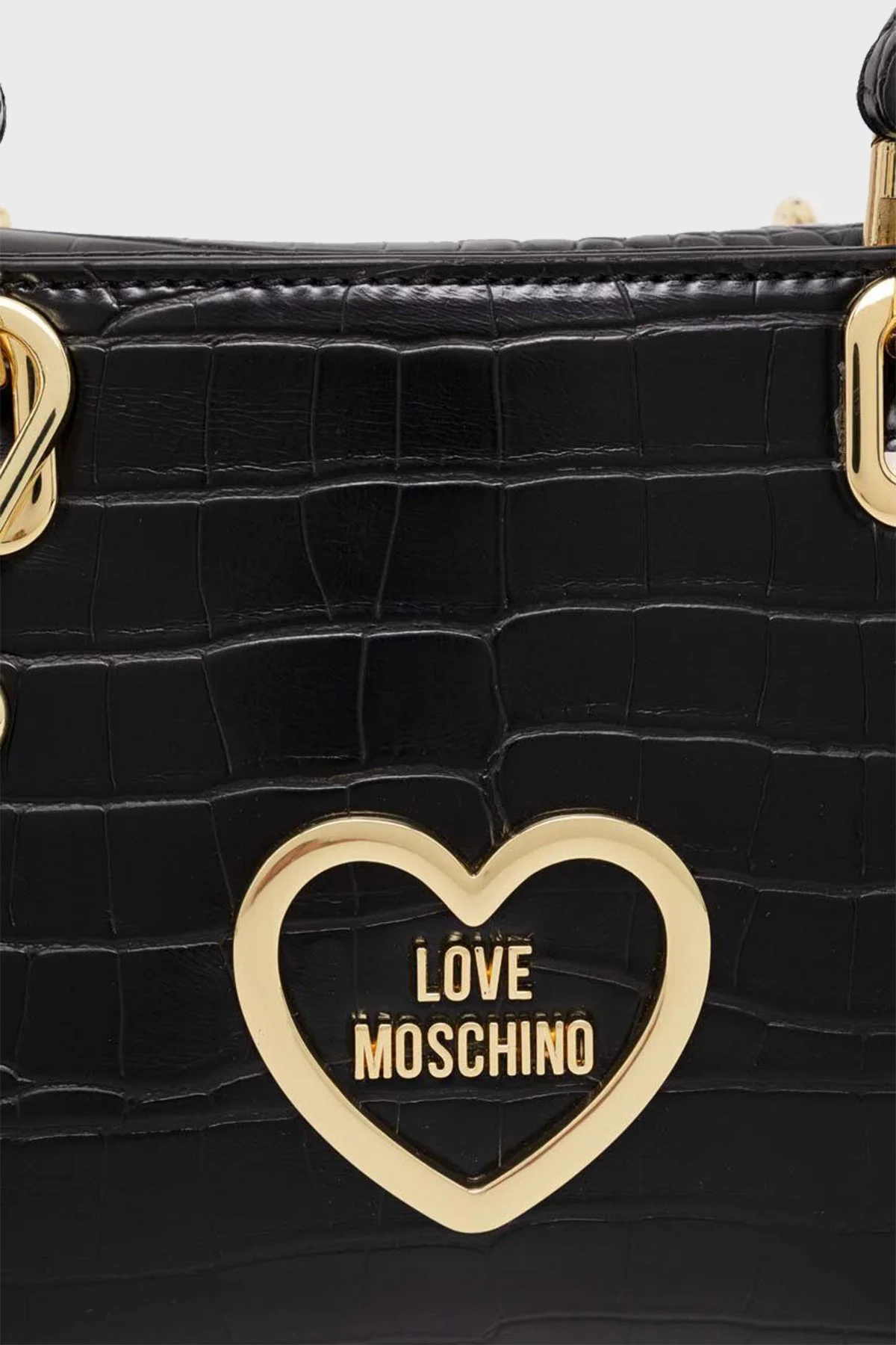 Love Moschino Çıkarılabilir Omuz Askılı Krokodil Desenli Bayan Çanta JC4180PP0HKC0000 SİYAH - 4