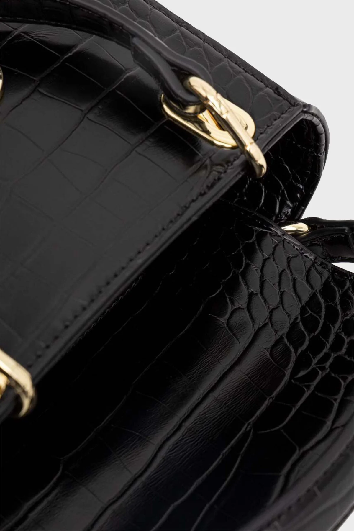 Love Moschino Çıkarılabilir Omuz Askılı Krokodil Desenli Bayan Çanta JC4180PP0HKC0000 SİYAH - 5