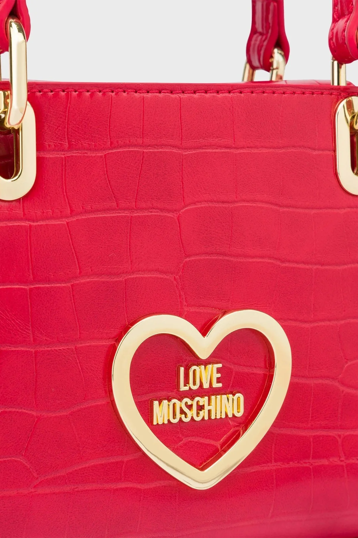 Love Moschino Çıkarılabilir Omuz Askılı Krokodil Desenli Bayan Çanta JC4180PP0HKC0500 KIRMIZI - 4