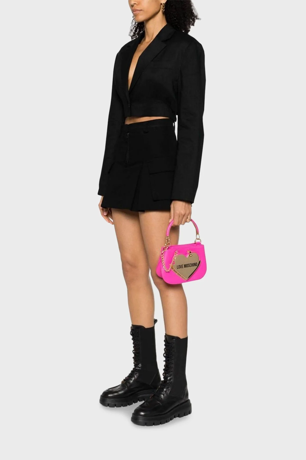 Love Moschino Çıkarılabilir Uzatma Askılı Zincir Detaylı Bayan Çanta JC4129PP1ILO0615 FUŞYA - 2