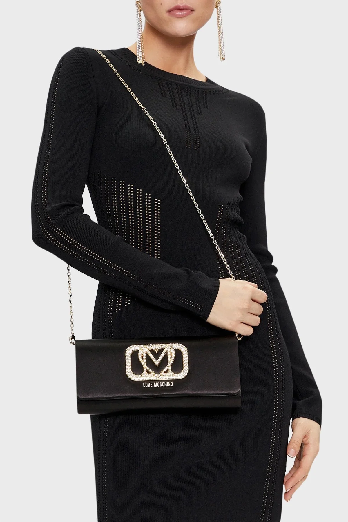 Love Moschino Çıkarılabilir Zincir Askılı Bayan Çanta JC4296PP0IKV0000 SİYAH - 2