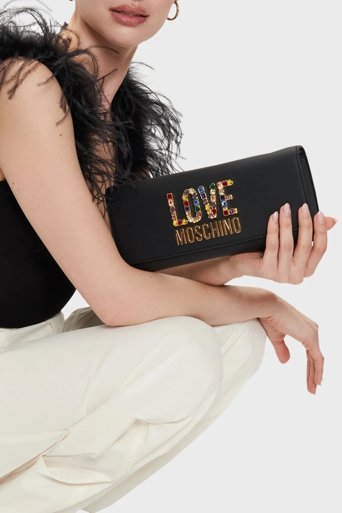 Love Moschino Çıkarılabilir Zincir Askılı Bayan Çanta JC4335PP0IKJ0000 SİYAH - 2