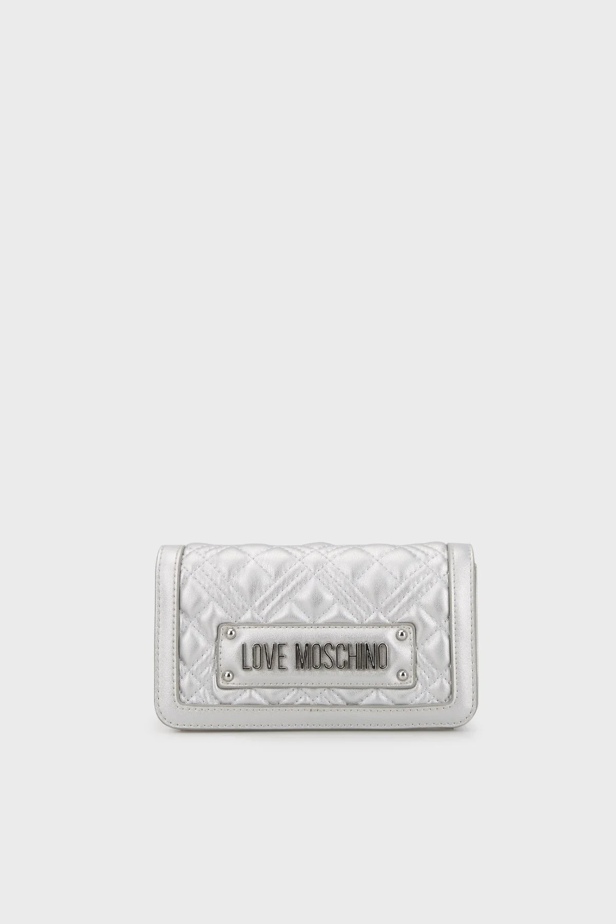 Love Moschino Çıkarılabilir Zincirli Çapraz Askılı Kapitone Mini Bayan Çanta JC5681PP1HLA0902 GRİ - 1