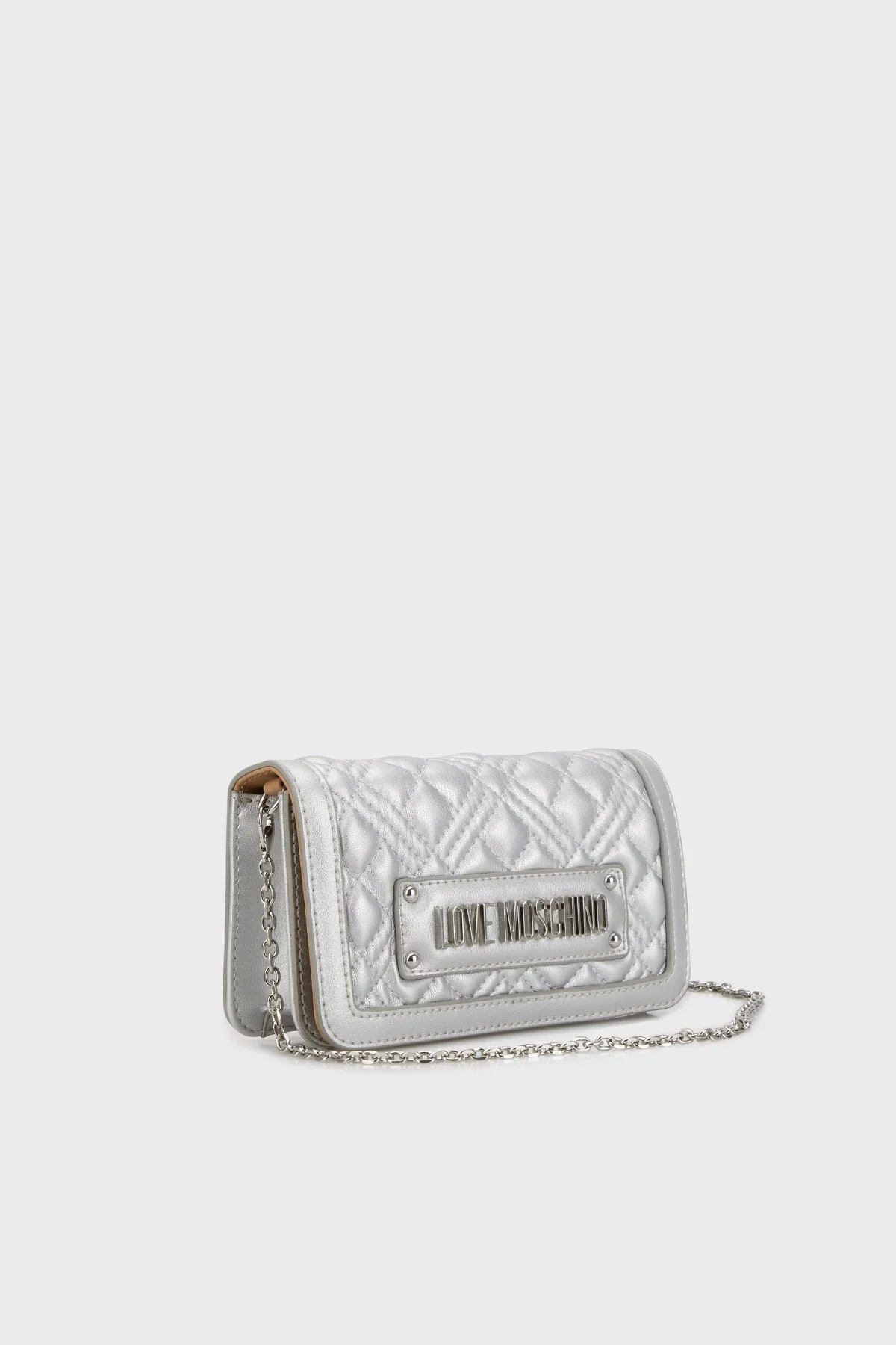 Love Moschino Çıkarılabilir Zincirli Çapraz Askılı Kapitone Mini Bayan Çanta JC5681PP1HLA0902 GRİ - 2