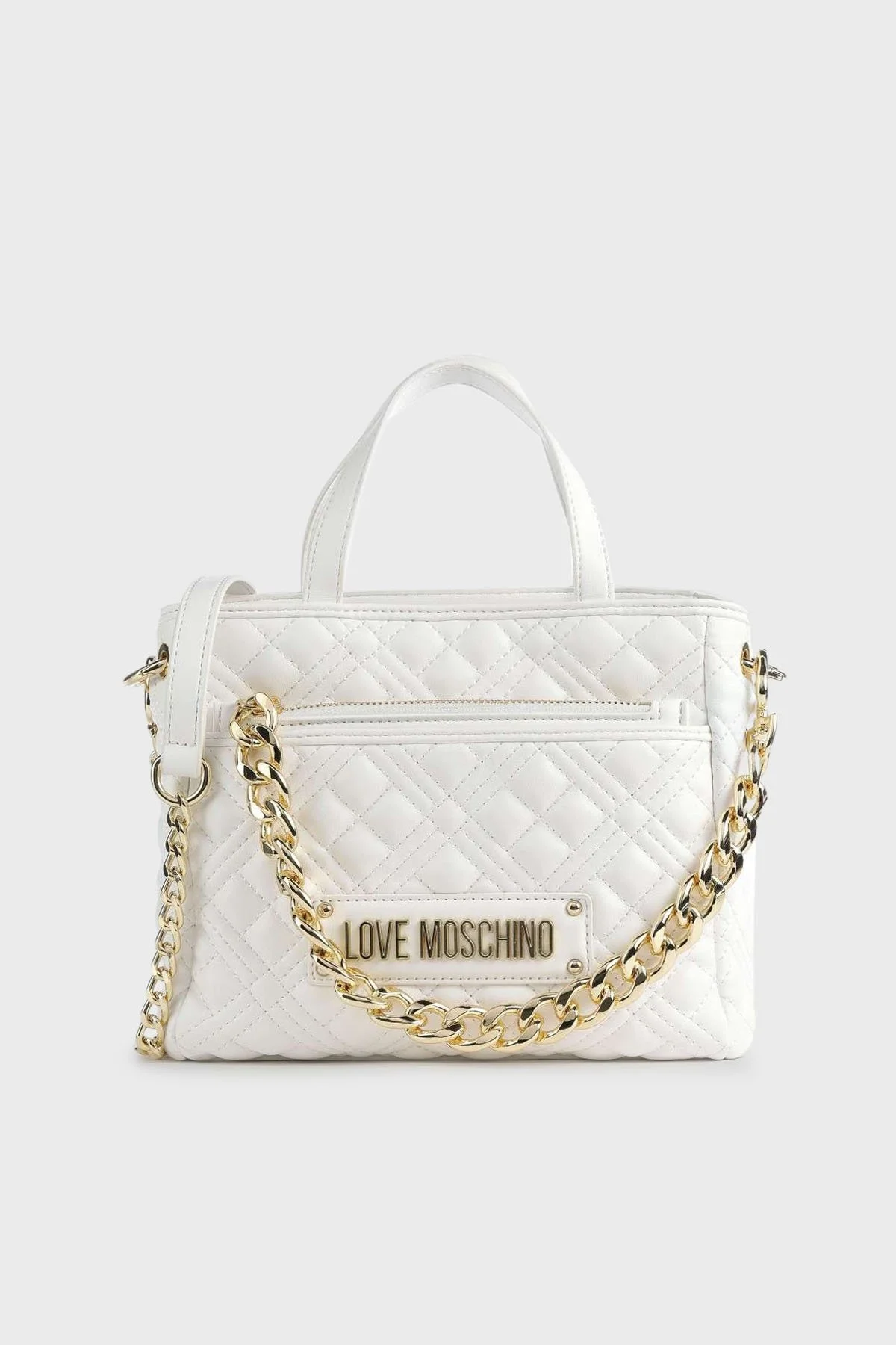 Love Moschino Cüzdan Detaylı Zincir Askılı Kapitone Bayan Çanta JC4020PP1GLA0120 BEYAZ - 1