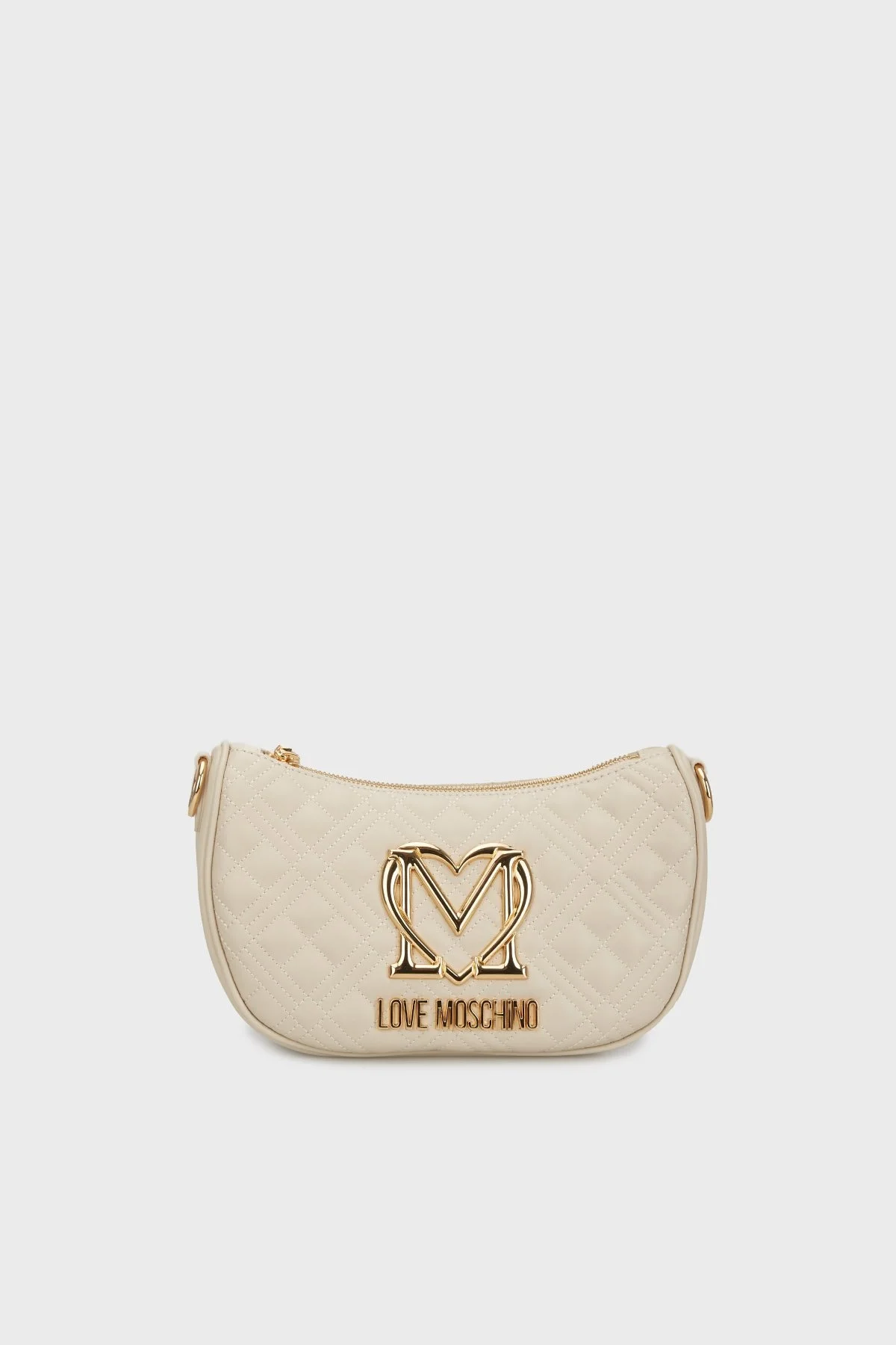 Love Moschino Deri Karışımlı Kapitoneli Çıkarılabilir Askılı Bayan Çanta JC4301PP0MK1211A BEJ - 5