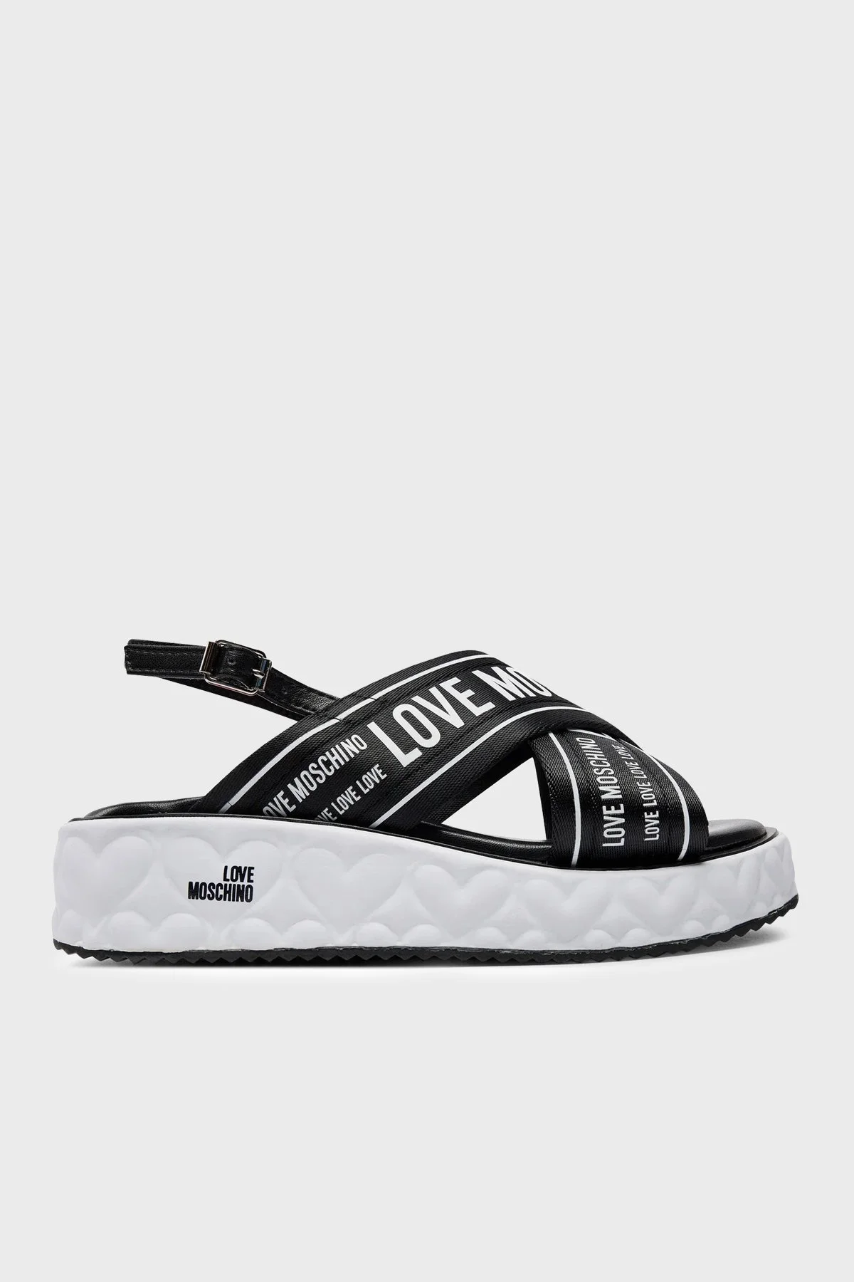Love Moschino Deri Logolu Bayan Sandalet JA16315I0IIX300A SİYAH-BEYAZ - 1