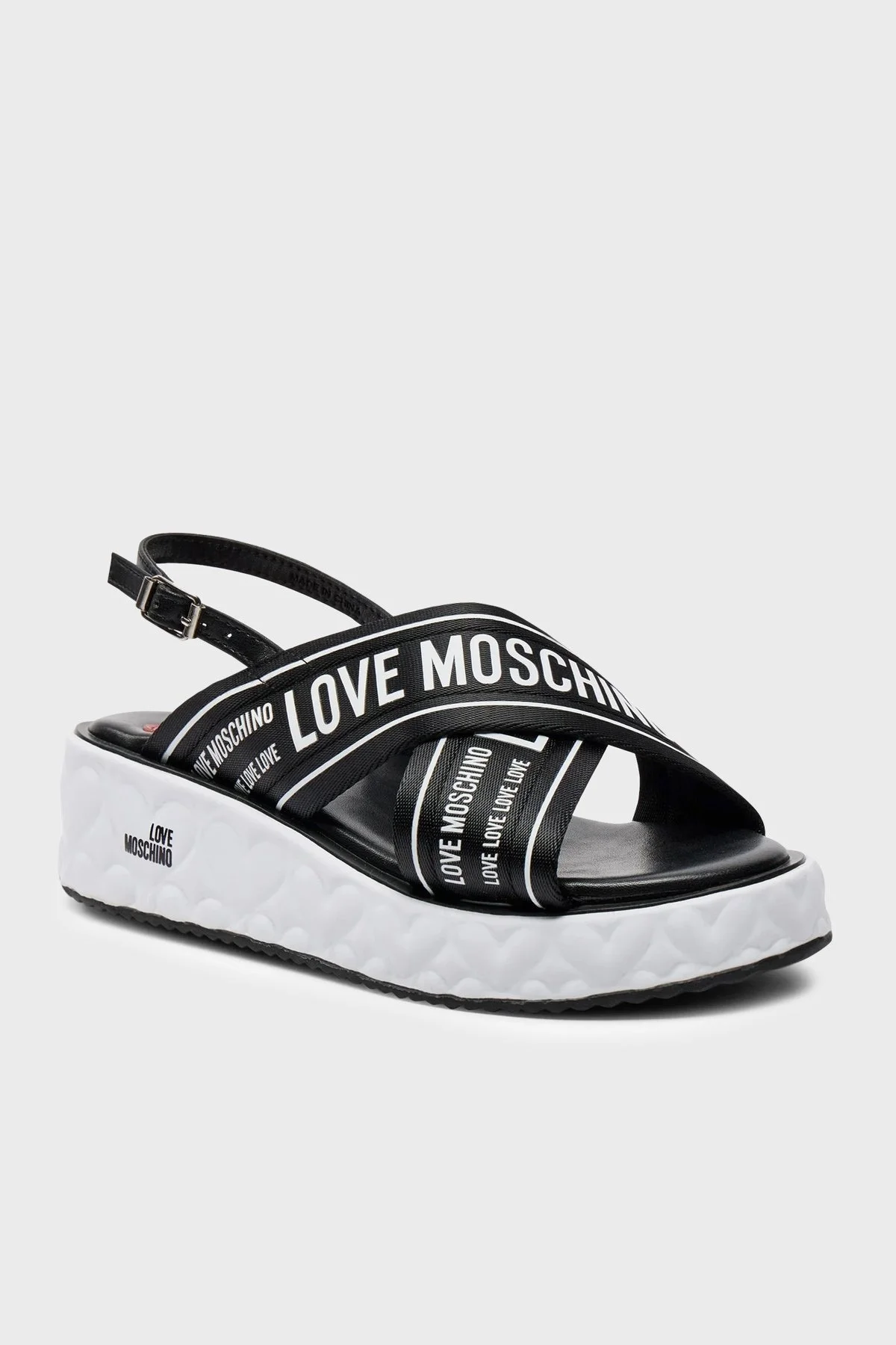 Love Moschino Deri Logolu Bayan Sandalet JA16315I0IIX300A SİYAH-BEYAZ - 2
