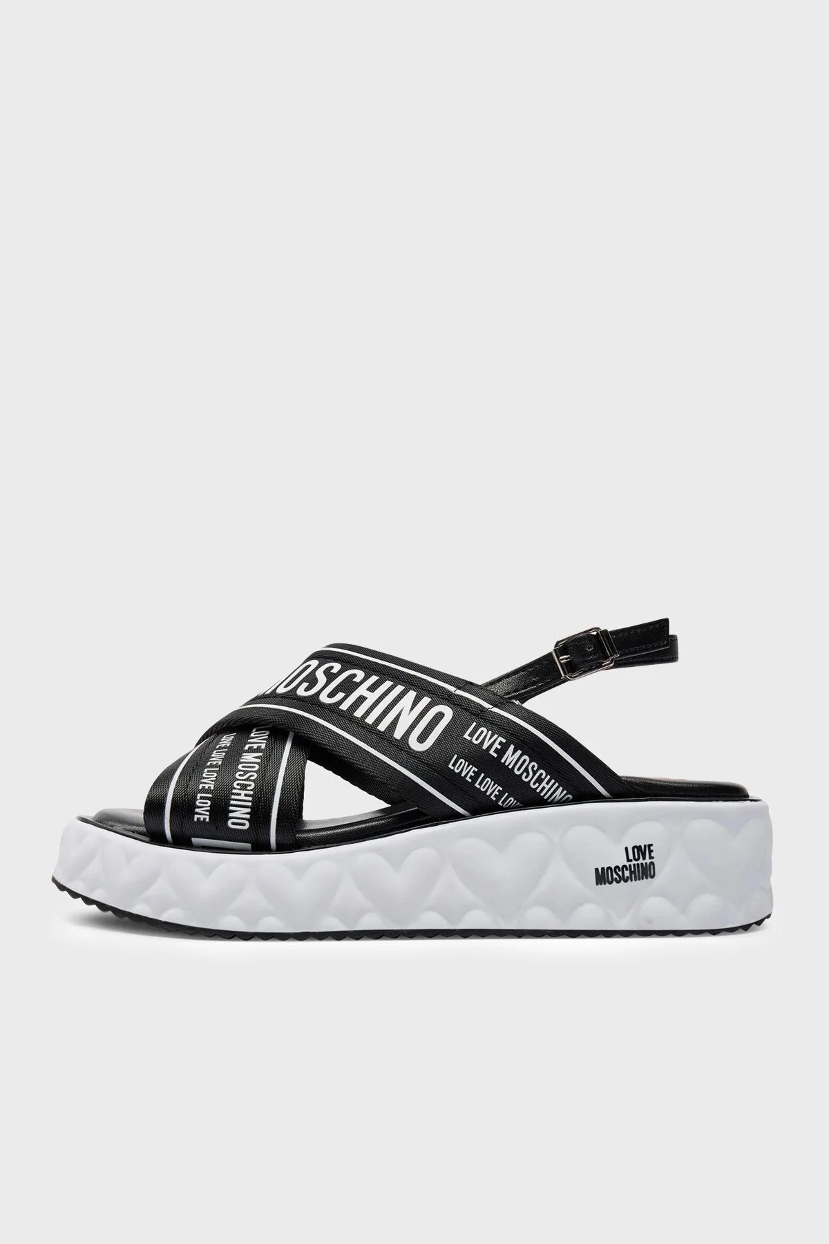 Love Moschino Deri Logolu Bayan Sandalet JA16315I0IIX300A SİYAH-BEYAZ - 3