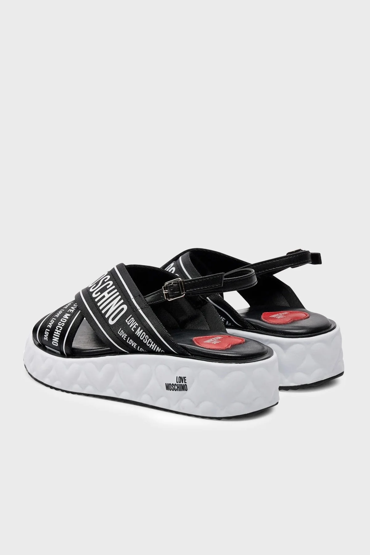 Love Moschino Deri Logolu Bayan Sandalet JA16315I0IIX300A SİYAH-BEYAZ - 4