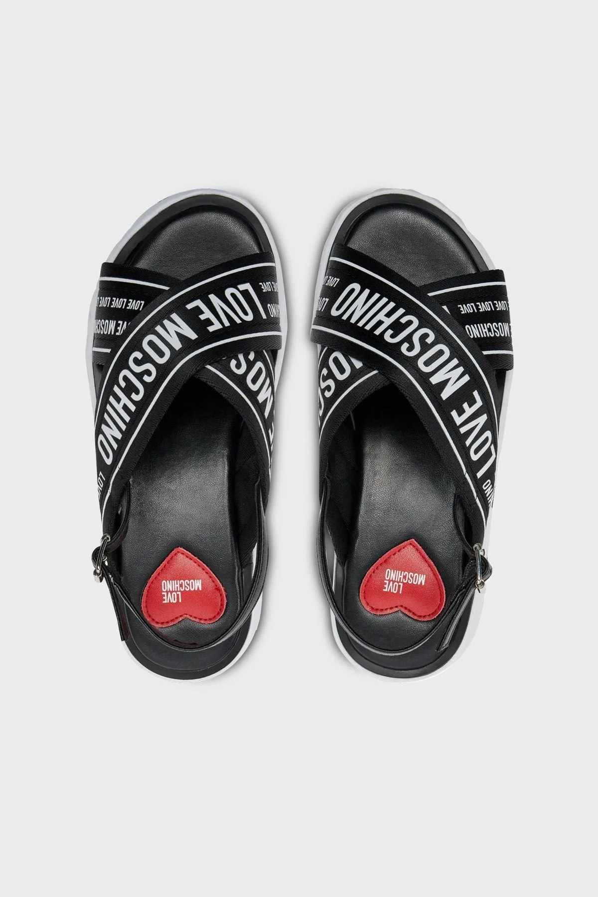 Love Moschino Deri Logolu Bayan Sandalet JA16315I0IIX300A SİYAH-BEYAZ - 5