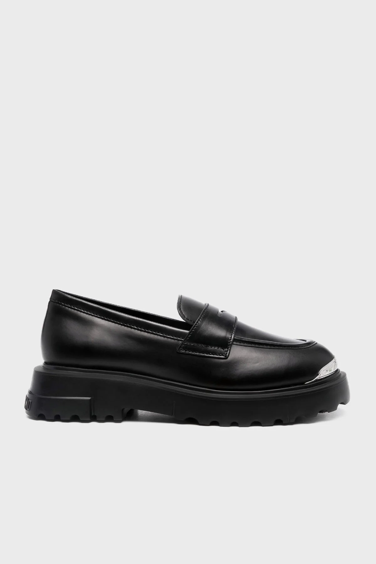 Love Moschino Deri Logolu Yüksek Taban Loafer Bayan Ayakkabı JA10224G1LIA0000 SİYAH - 1