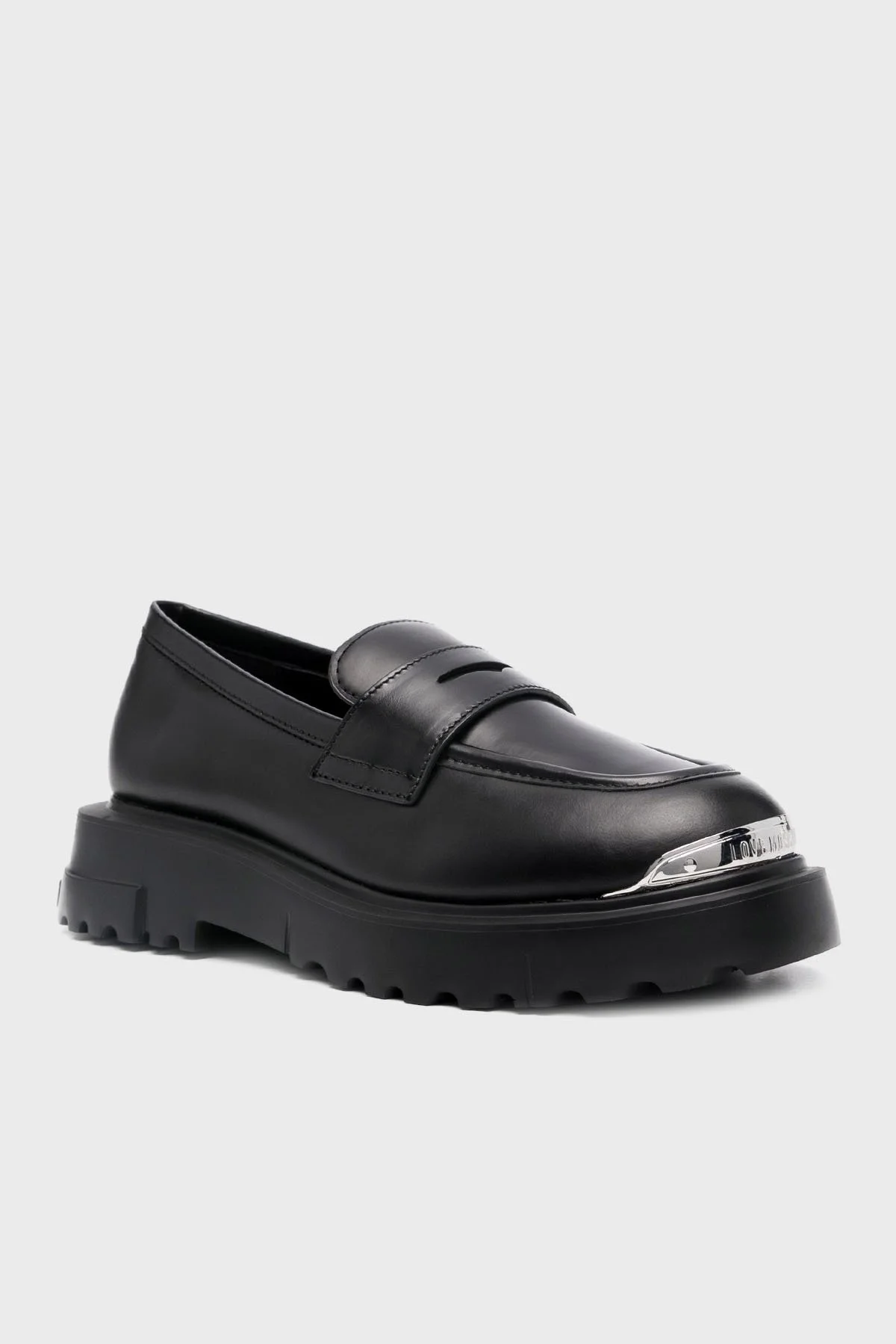 Love Moschino Deri Logolu Yüksek Taban Loafer Bayan Ayakkabı JA10224G1LIA0000 SİYAH - 2