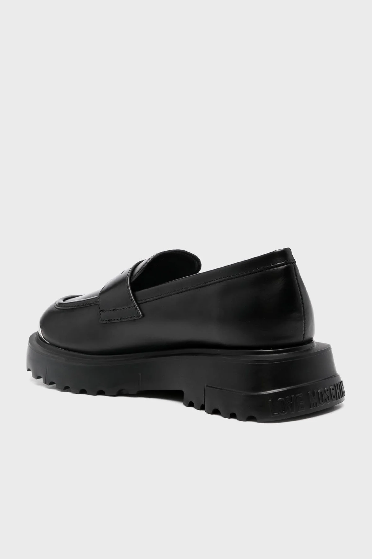 Love Moschino Deri Logolu Yüksek Taban Loafer Bayan Ayakkabı JA10224G1LIA0000 SİYAH - 3