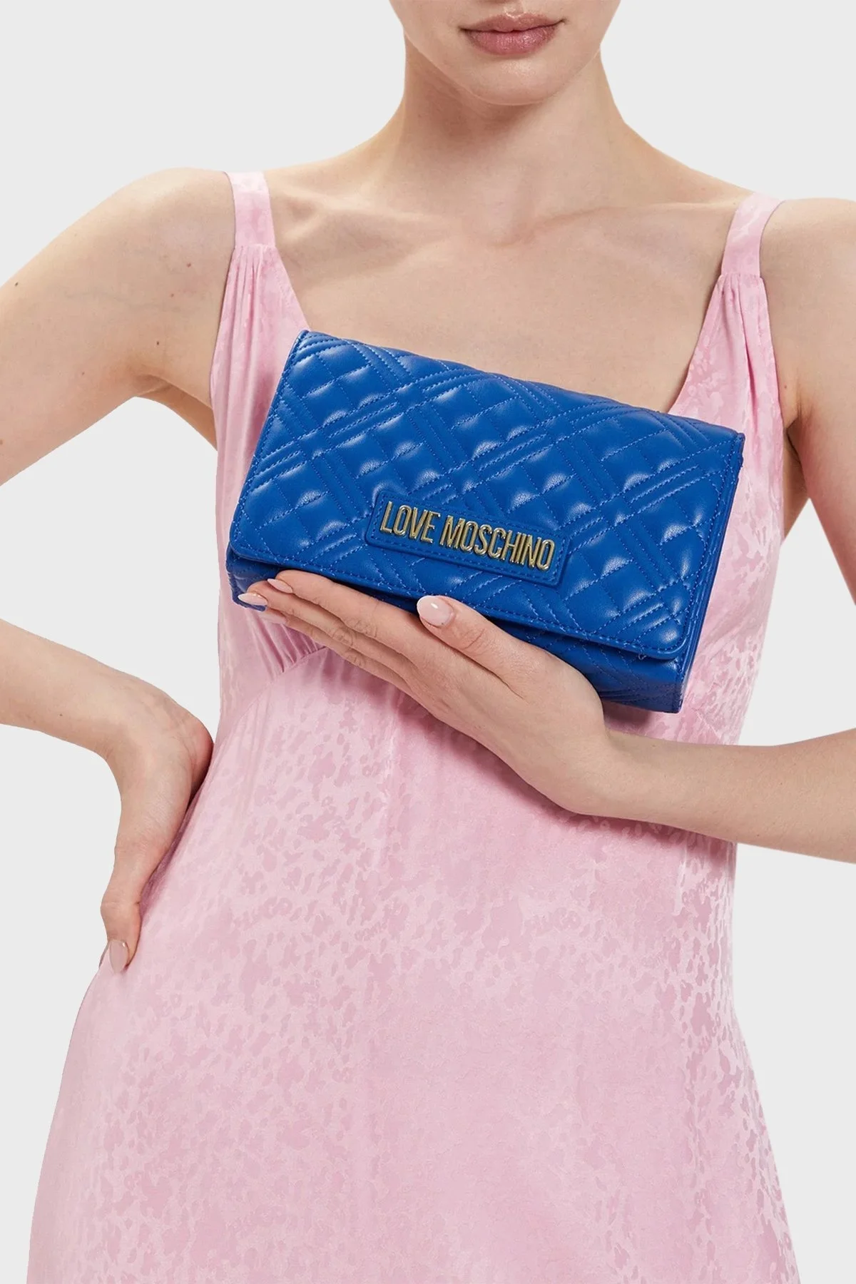 Love Moschino Deri Logolu Zincir Askılı Bayan Çanta JC4079PP0ILA0715 MAVİ - 7