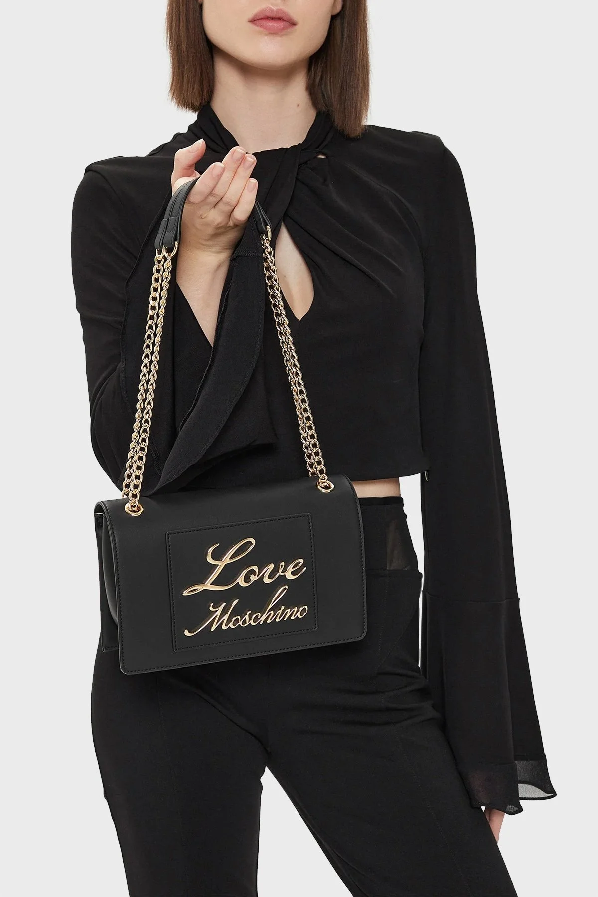 Love Moschino Deri Logolu Zincir Askılı Bayan Çanta JC4117PP1ILM0000 SİYAH - 2
