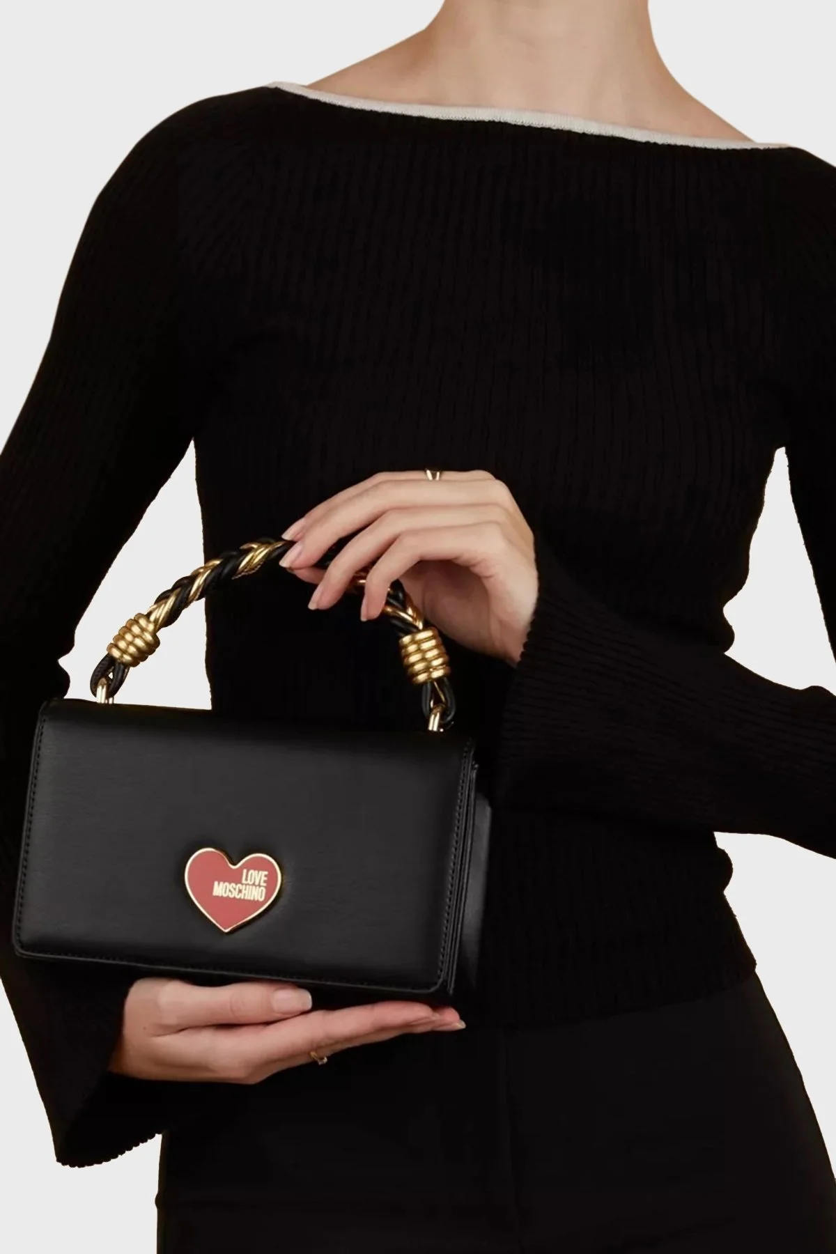 Love Moschino Deri Logolu Zincir Askılı Bayan Çanta JC4224PP1ILN200A SİYAH - 2