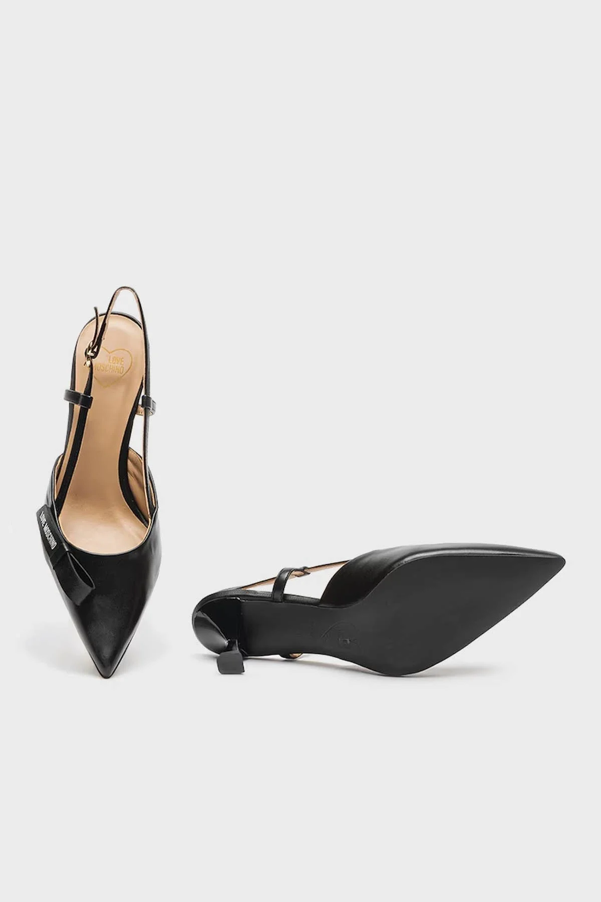 Love Moschino Deri Sivri Burun Kısa Topuklu Bayan Ayakkabı JA10345G1LIE0000 SİYAH - 8