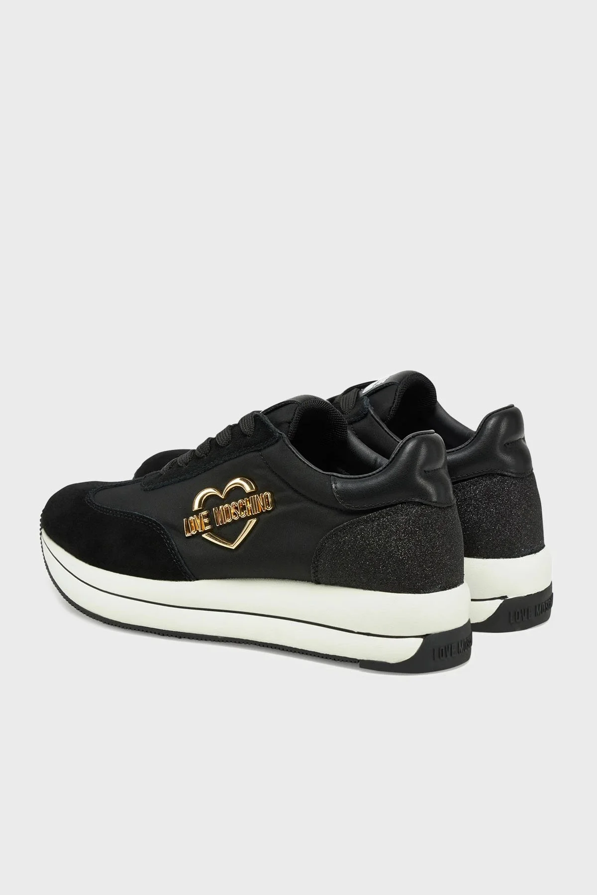 Love Moschino Deri Süet Detaylı Sneaker Bayan Ayakkabı JA15074G1MINA00A SİYAH - 9