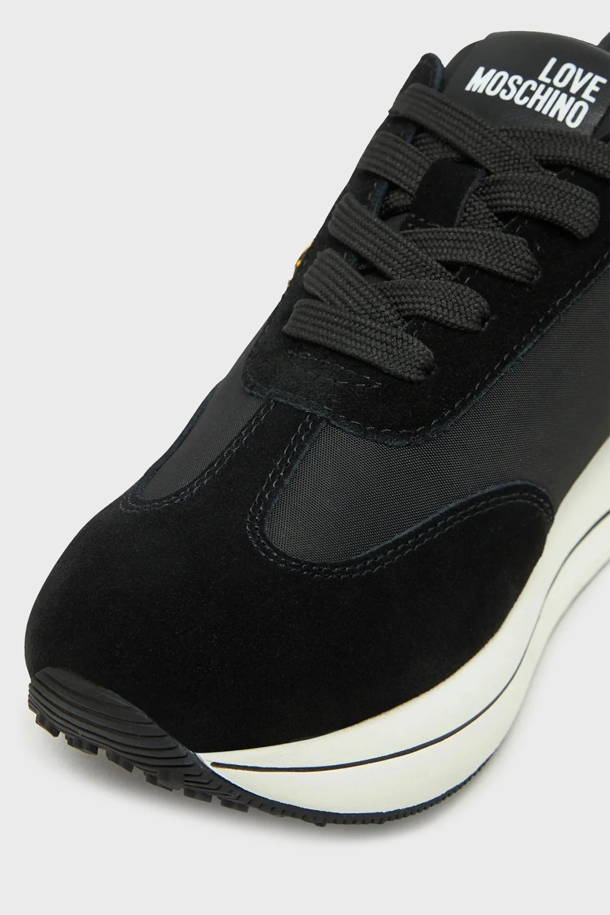 Love Moschino Deri Süet Detaylı Sneaker Bayan Ayakkabı JA15074G1MINA00A SİYAH - 12