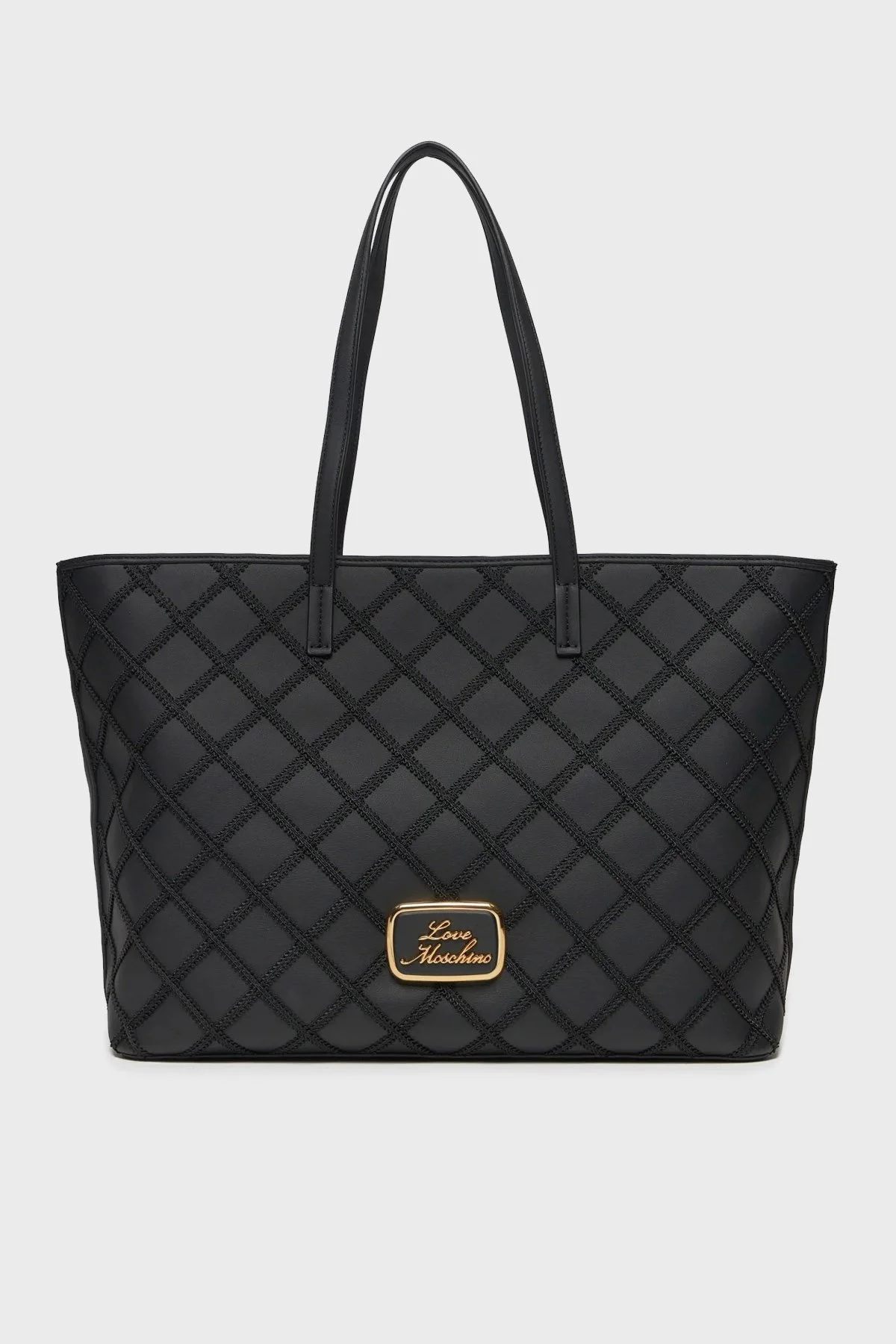 Love Moschino Dikiş Detaylı Logolu Sabit Omuz Askılı Büyük Bayan Çanta JC4307PP0LKK100A SİYAH - 1