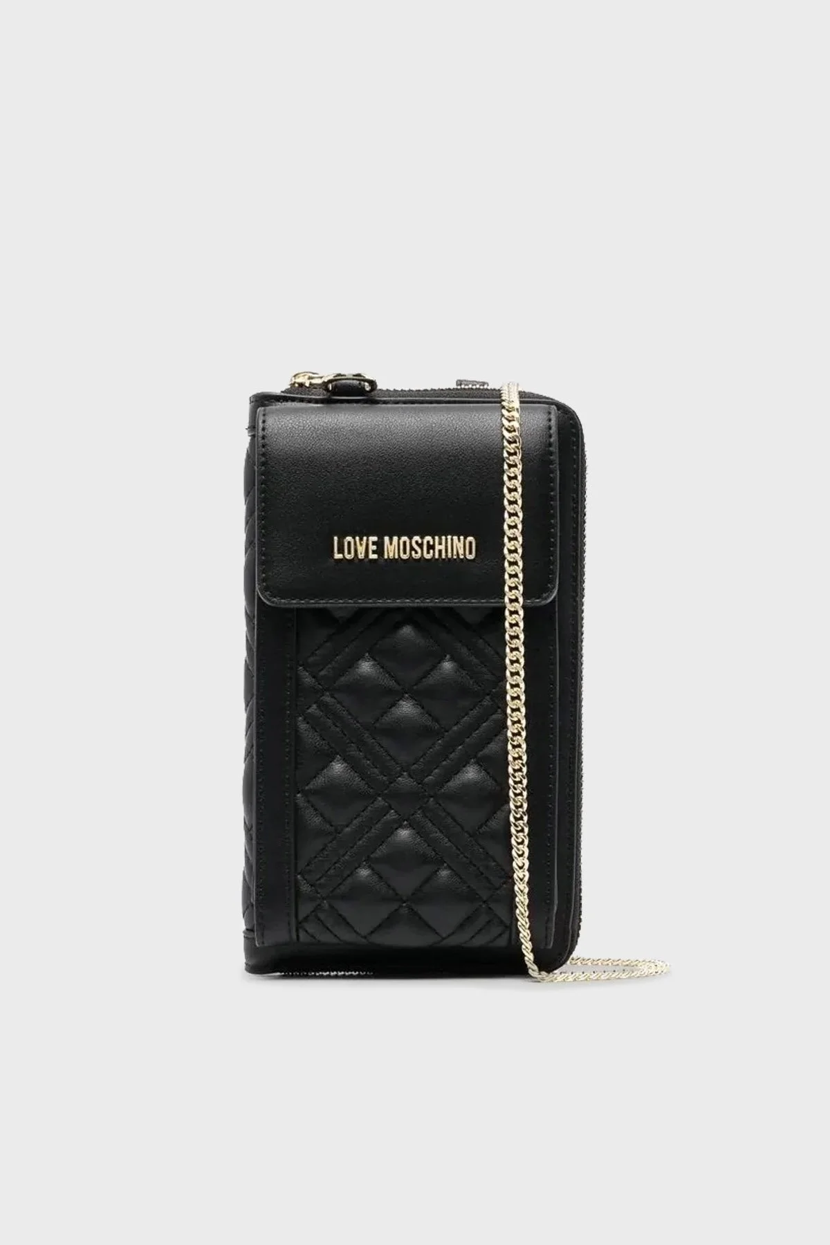 Love Moschino Fermuarlı Çıkarılabilir Zincir Askılı Bayan Telefon Çantası JC5682PP1GLA0000 SİYAH - 1